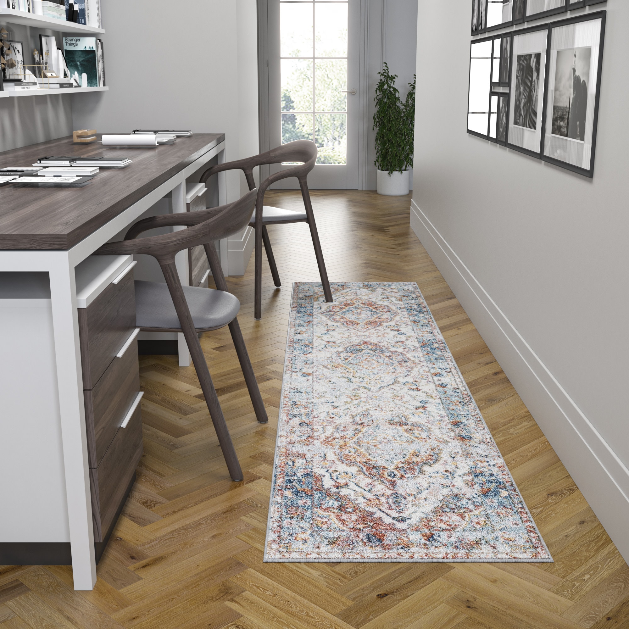Tayse REI1500 3X10 Reina 3 x 10 (ft) Loomed Polypropylene Gray Rectangular Indoor Area rug