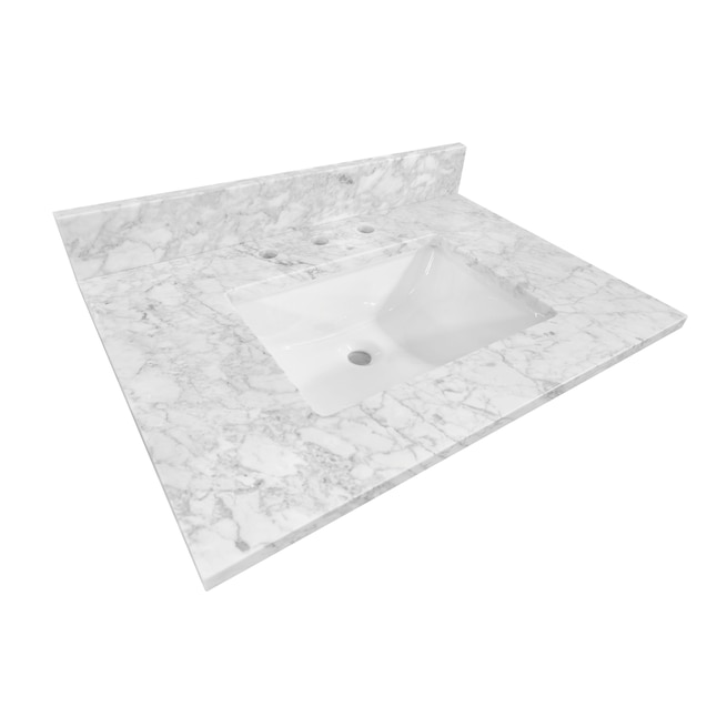 allen + roth Natural Carrara marble 31-in White Natural Marble ...