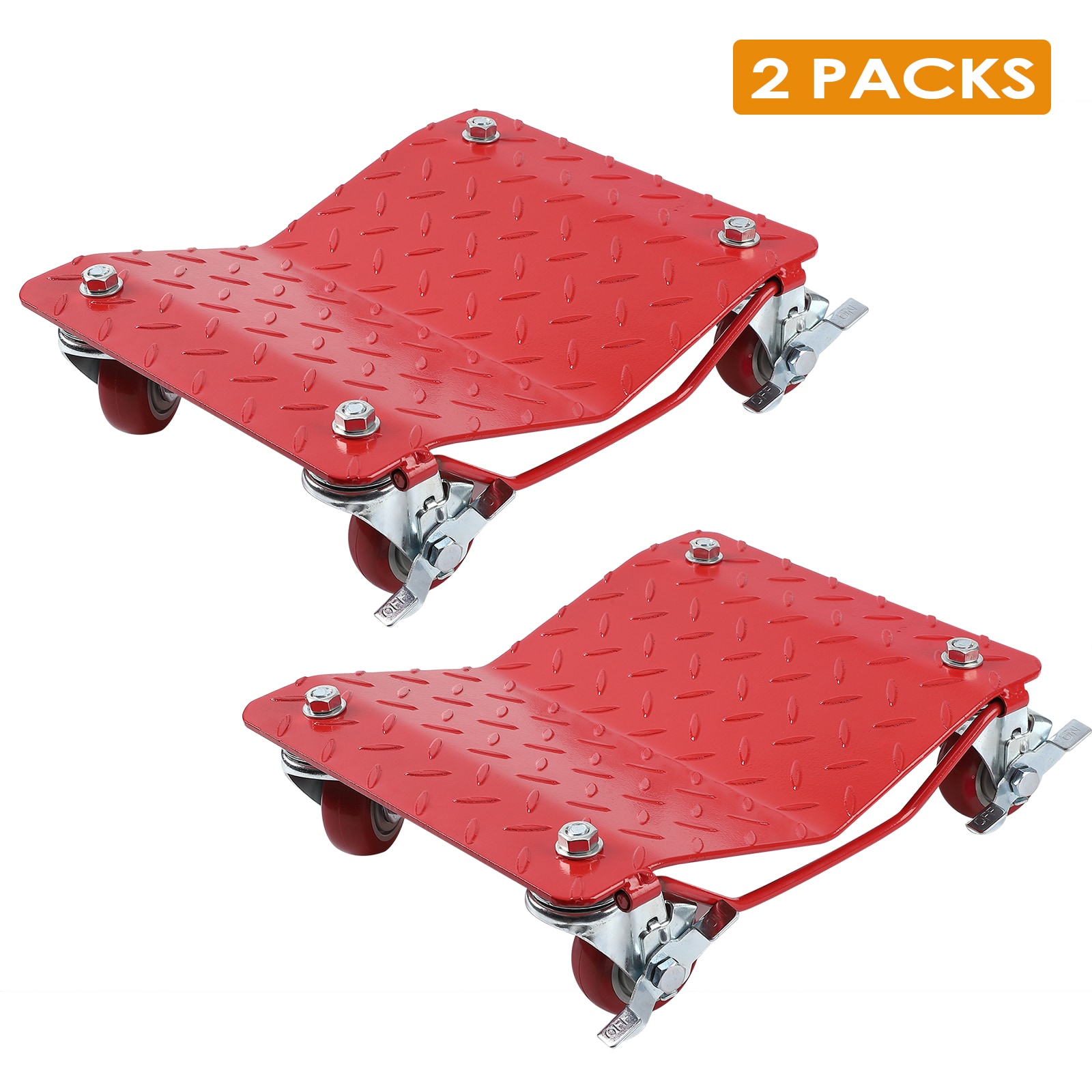 IdealHouse Car Dolly Set of 2 6000LBS Capacity Wheel Dolly Heavy Duty Car Tire Dolly Wheels Cart Heavy Duty Vehicle with 360 Degrees Rotational Wheel Red