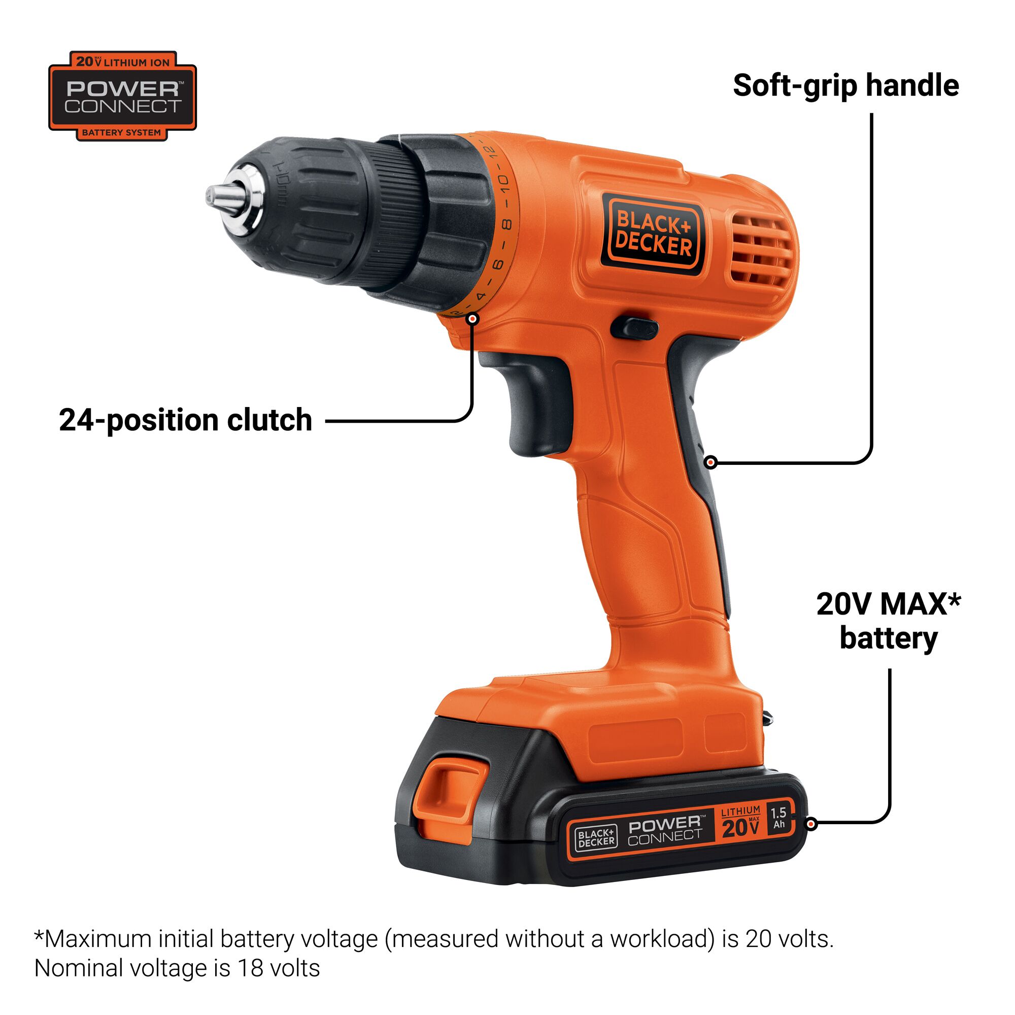 BLACK+DECKER 20-volt Max 3/8-in Cordless Drill (1-Battery Included, Charger  Included)