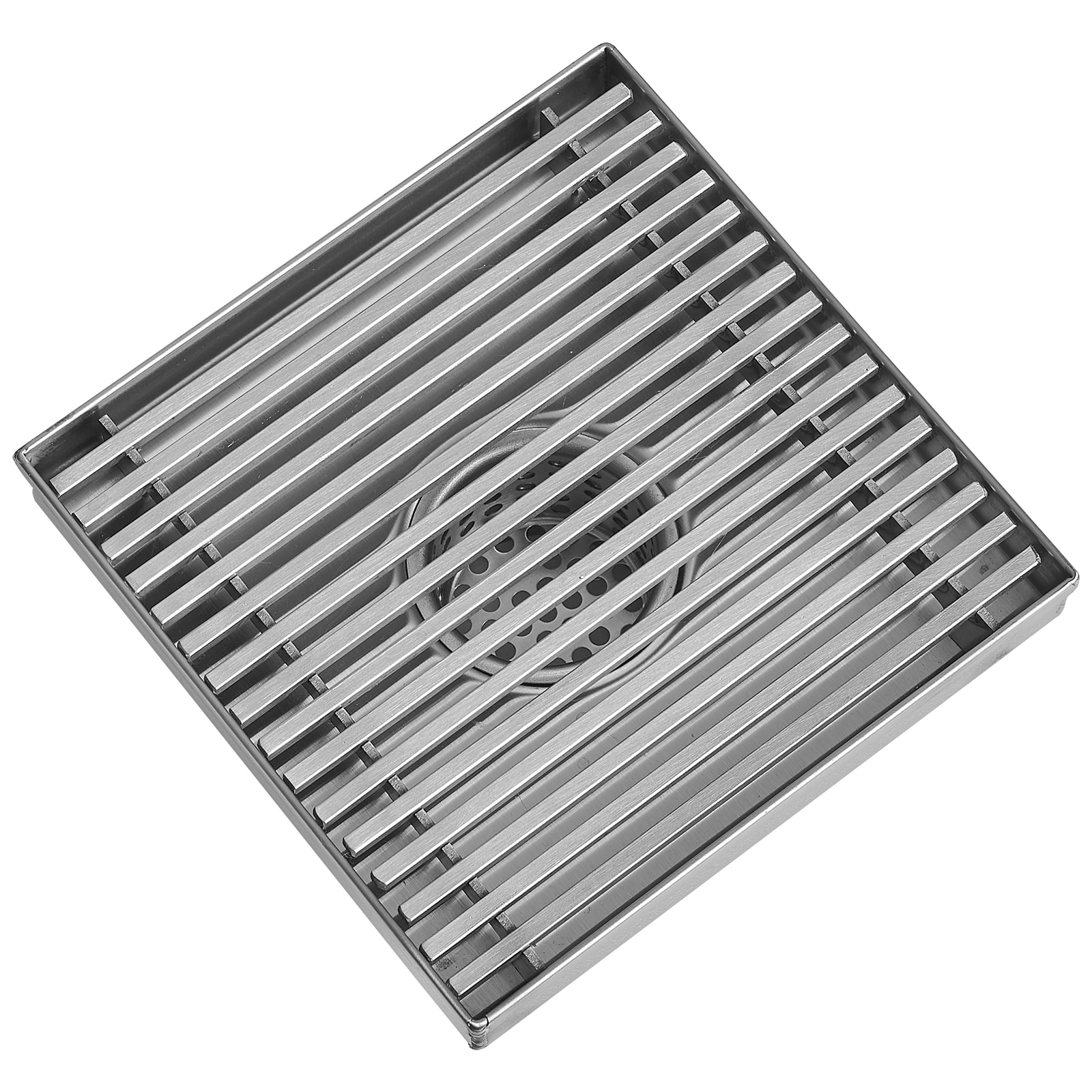 Bwe 6 In. Square Stainless Steel Shower Drain With Slot Pattern Drain 