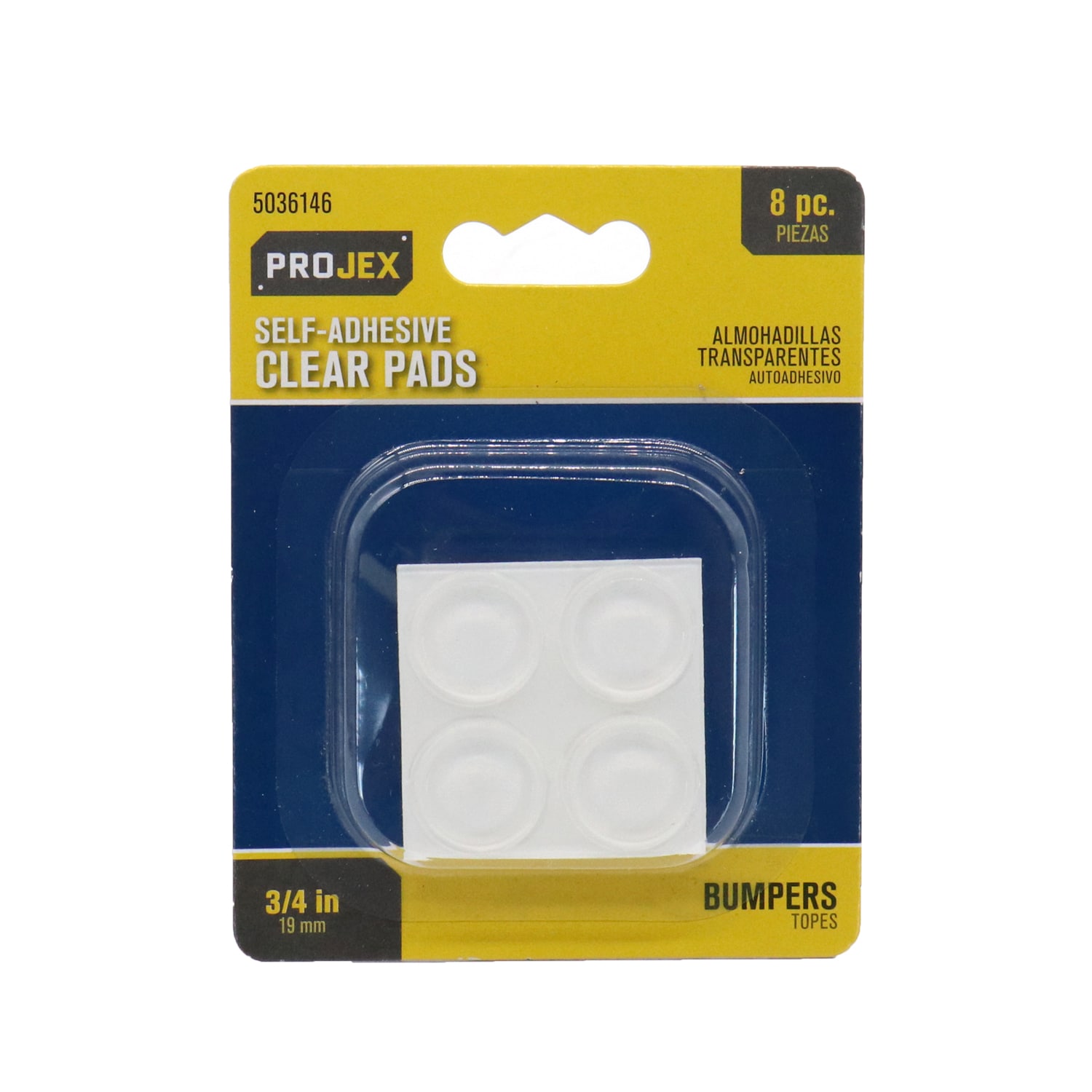 Projex  Vinyl Self Adhesive Protective Pad Clear Round 3/4 in. W 8 pk