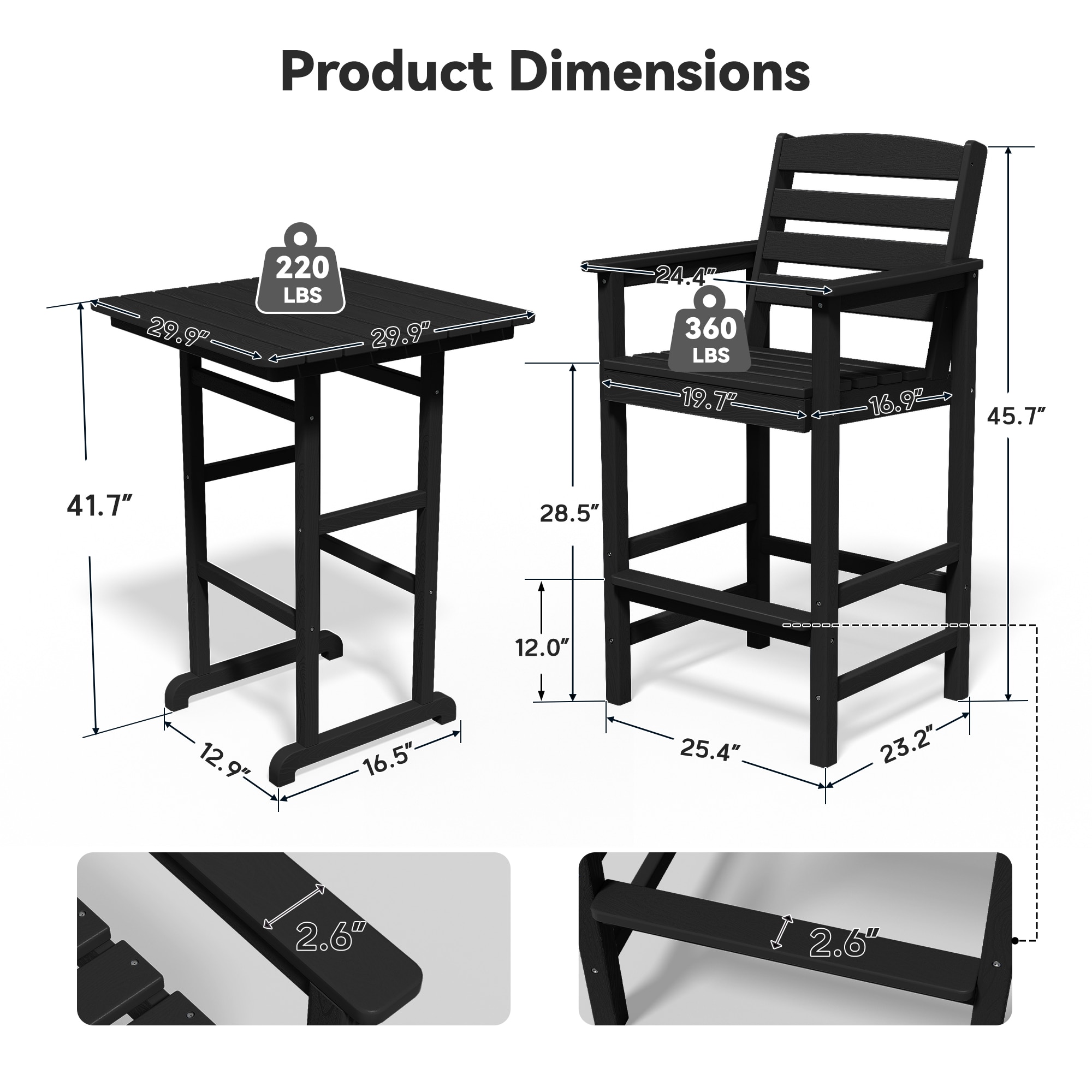 VOUA GBY03-BK Patio-Conversation-Sets - View #3
