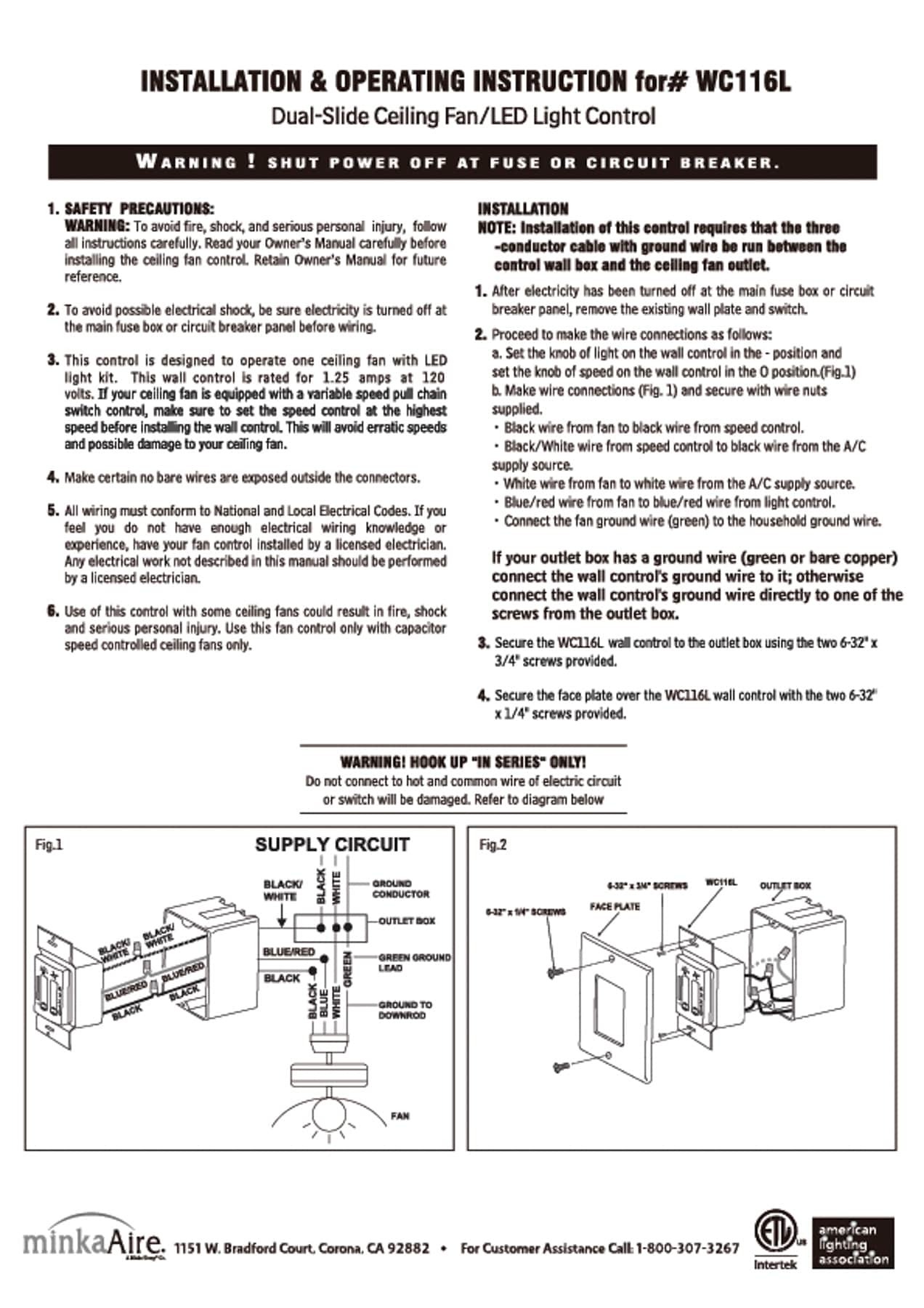 Minka Aire WC116L Fan-Controls - View #4