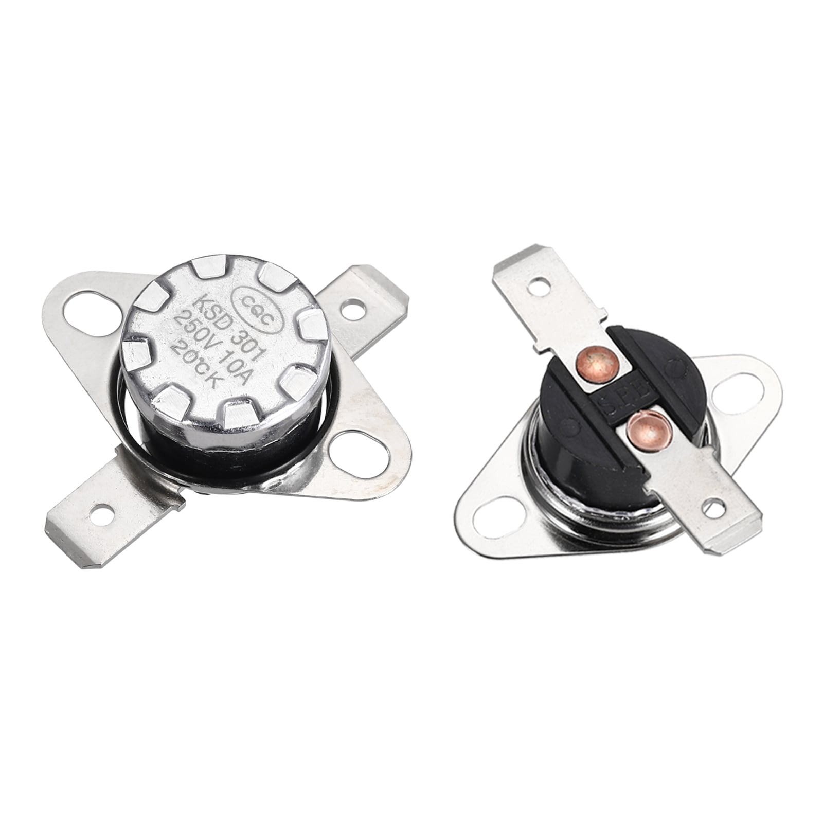 Unique Bargains KSD301 Thermostat 20 Degrees Celsius/68 Degrees Fahrenheit 10A Normally Open Adjust Snap Disc Temperature Switch 2pcs Bakelite Material #S26012000UX6737