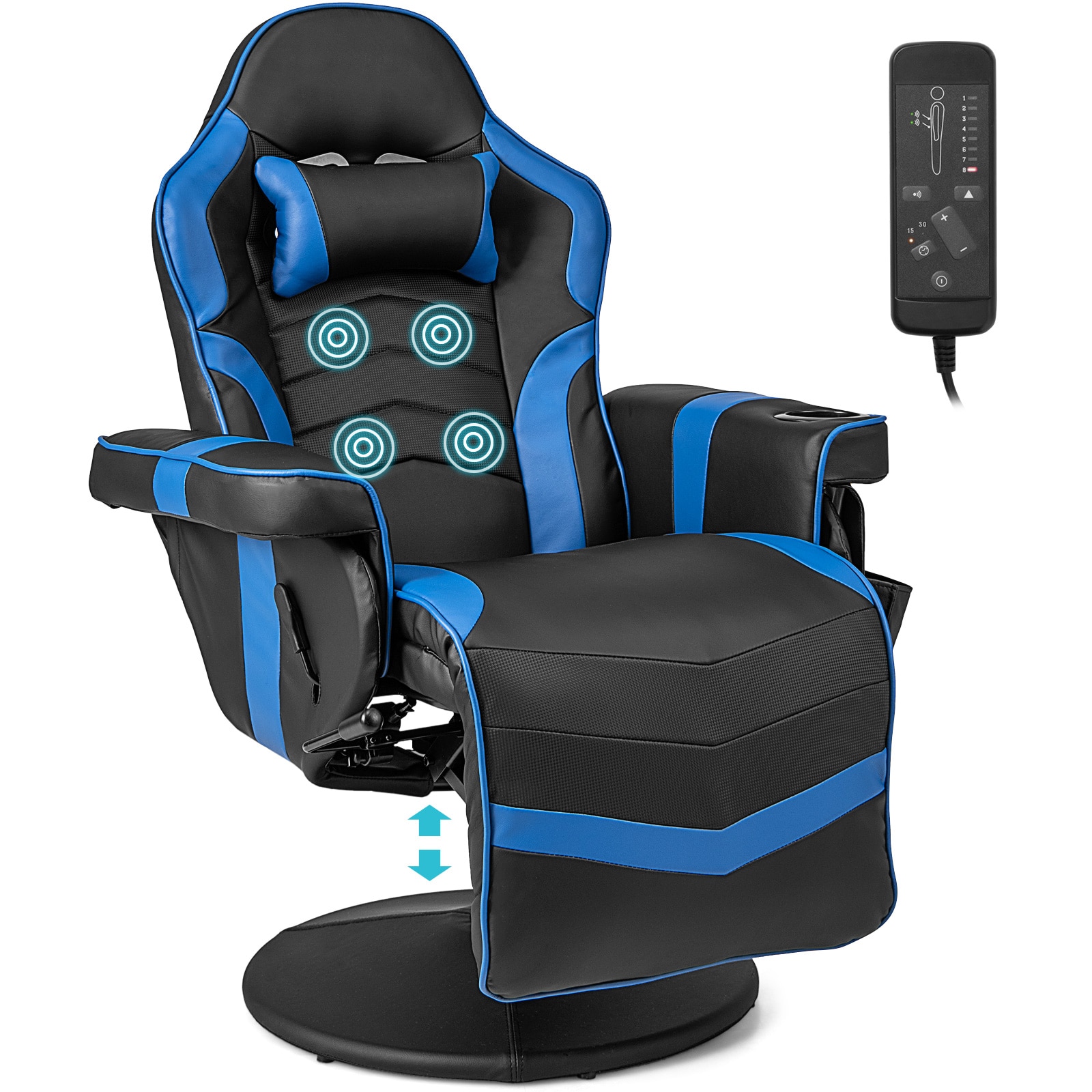 Fenbeli - Massage Gaming Recliner Chair with Reclining Backrest Retractable Footrest Adjustable H...