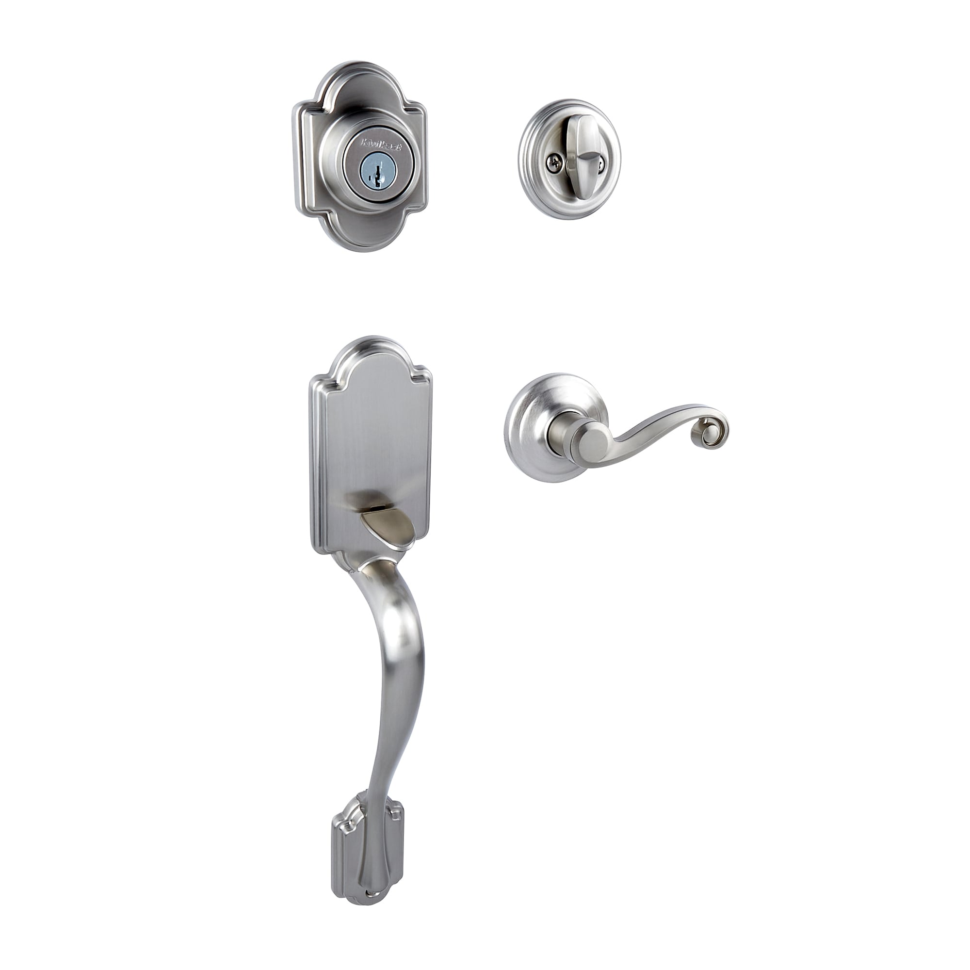 Kwikset Signatures Arlington Satin Nickel Single-Cylinder Deadbolt Keyed  Entry Door Handleset with Lido Lever and Smartkey in the Handlesets  department at
