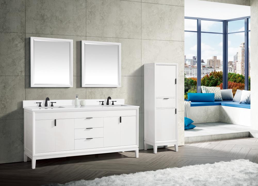 Avanity Emma 73-in White Undermount Double Sink Bathroom Vanity with ...