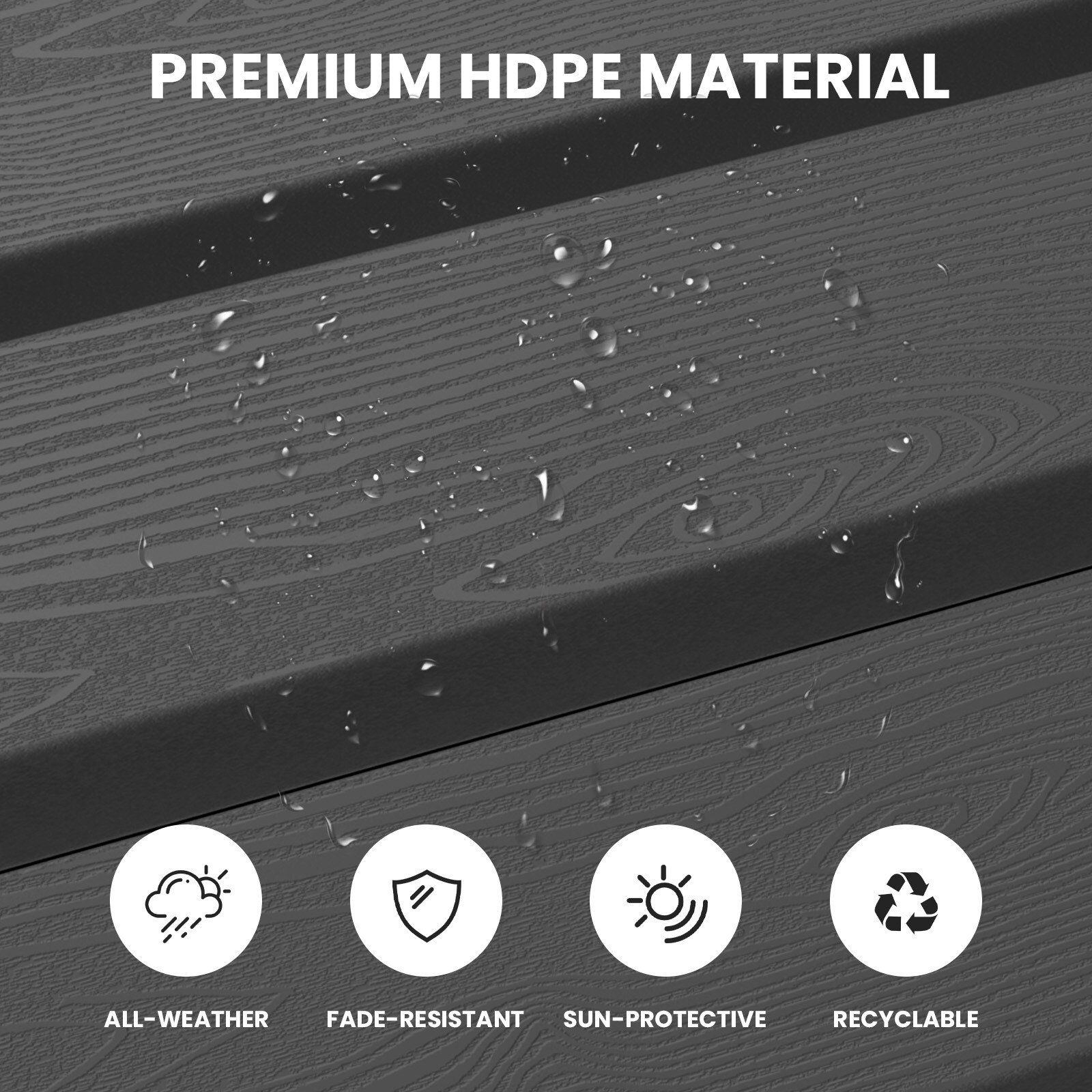 VOUA HDPE Folding Ottoman Gray HDPE Ottoman