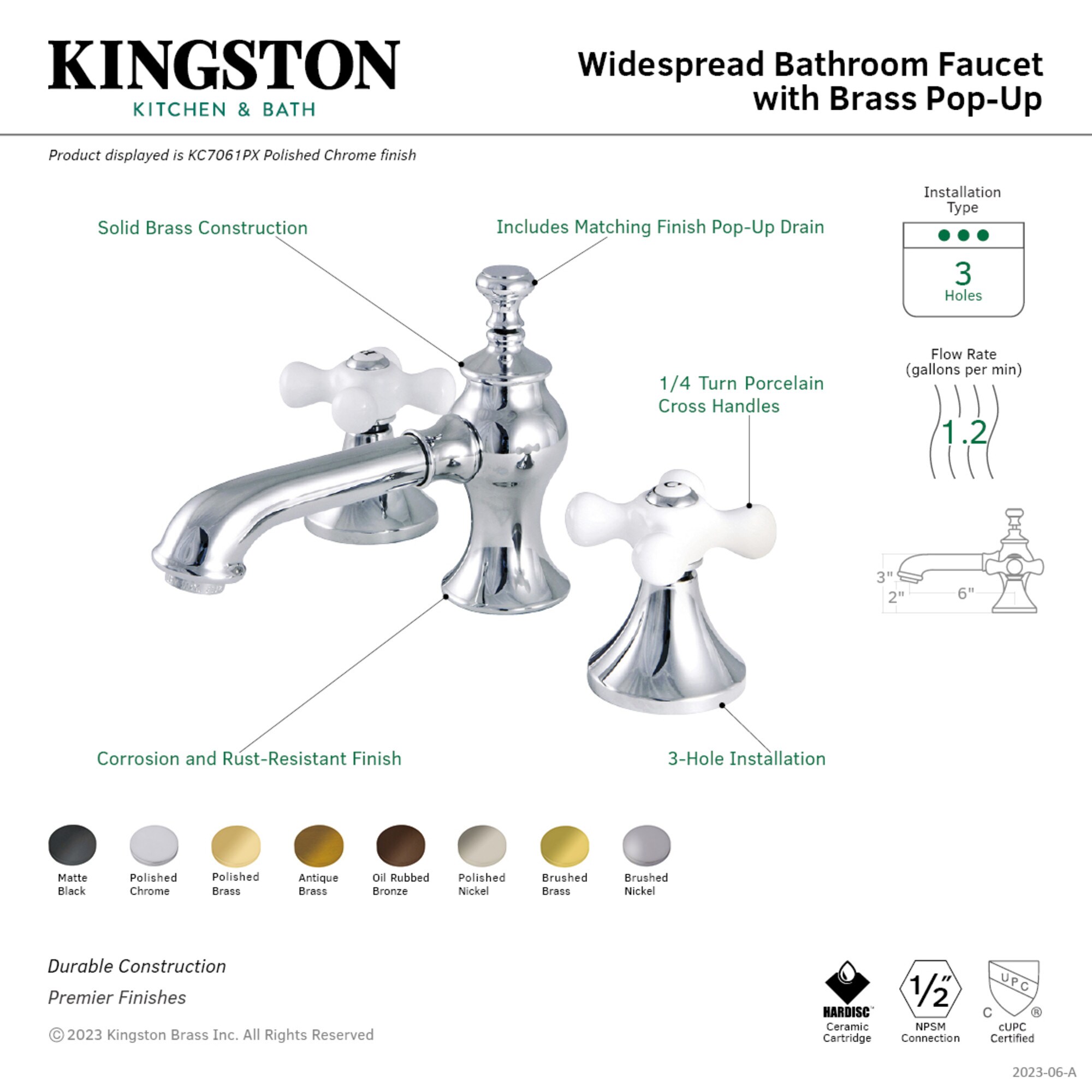 Kingston Brass WLKC7061PX Lavatory-Faucets - View #2