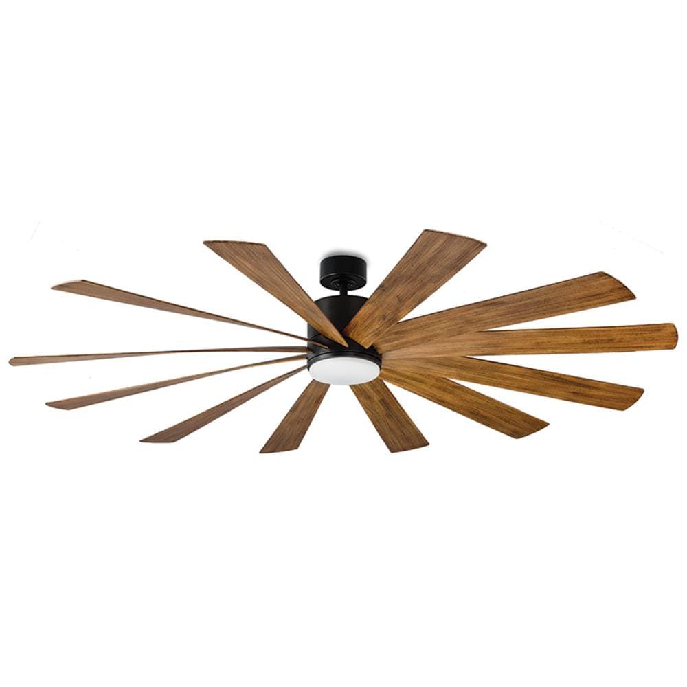 Modern Forms Windflower 80-in Matte Black with Matte Black Distressed Koa Blades Integrated LED Indoor/Outdoor Smart Ceiling Fan with Light (12-Blade) FR-W1815-80L-MB/DK Sansujyuku sansujyuku.com