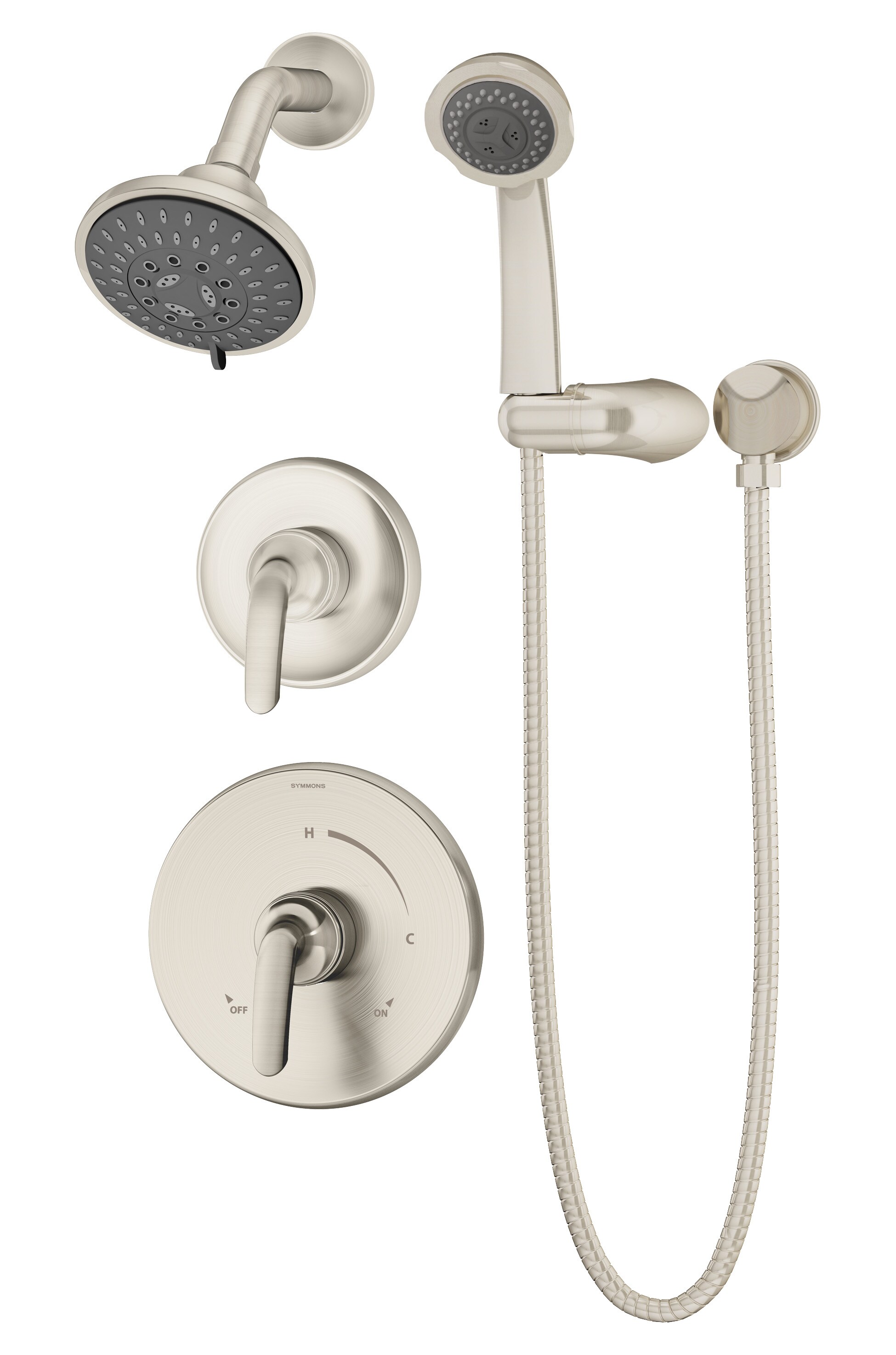 Symmons 5505-STN-1.5-TRM Elm Satin Nickel 2-handle Multi-function 4.1-Inches Round Shower Faucet