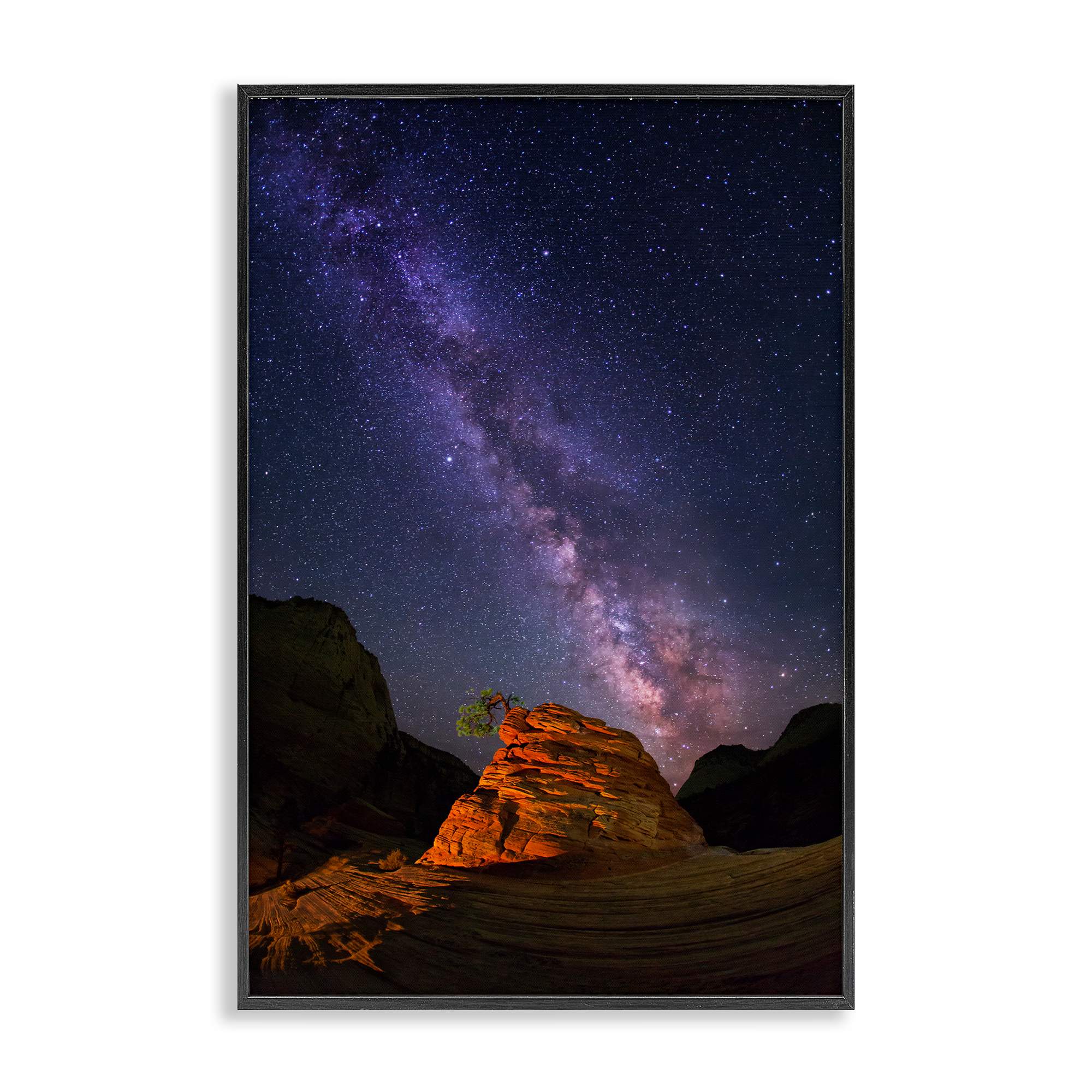 Stupell Industries BT-402-FR-12X18 Milky Way Stars over Canyon Black Framed Giclee Art By Royce Bair 12 x 18