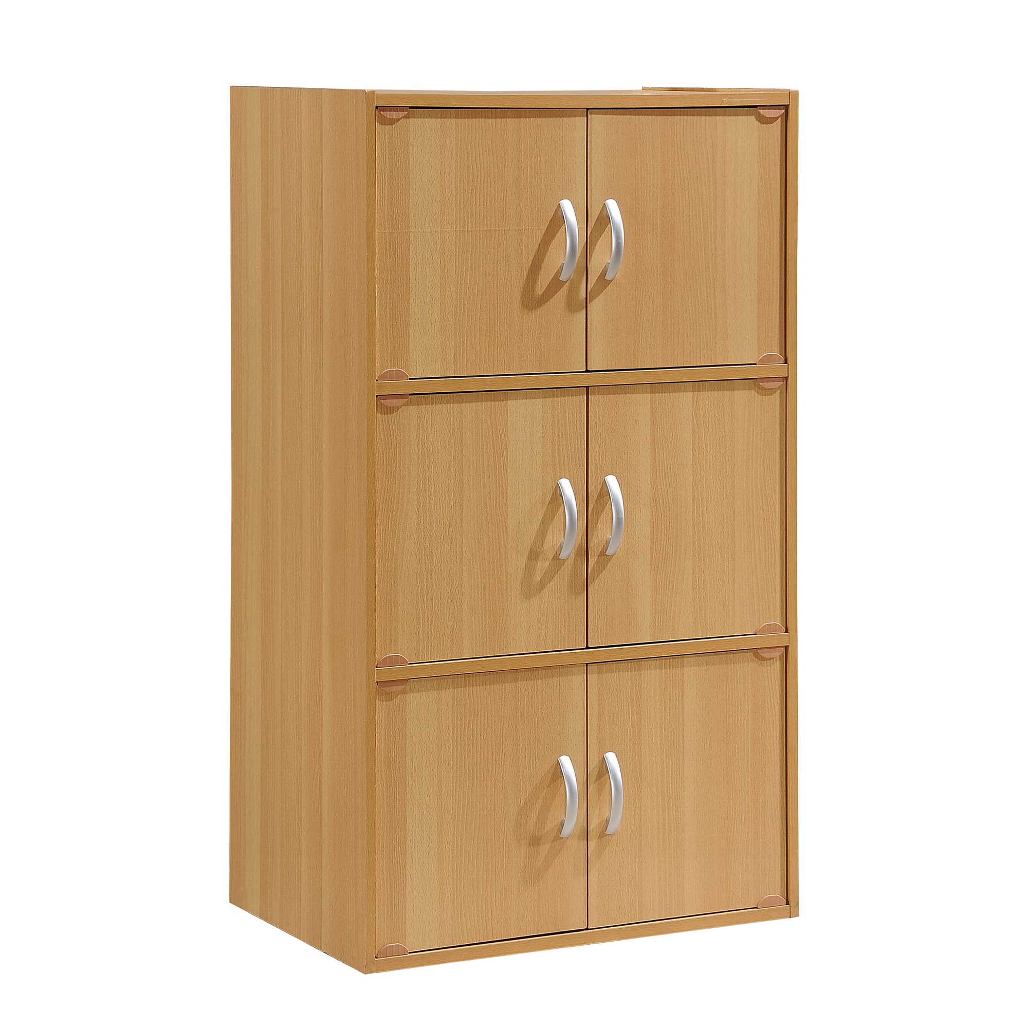 Hodedah 304282 6 Door Enclosed Multipurpose Storage Cabinet for Home and Office Beech