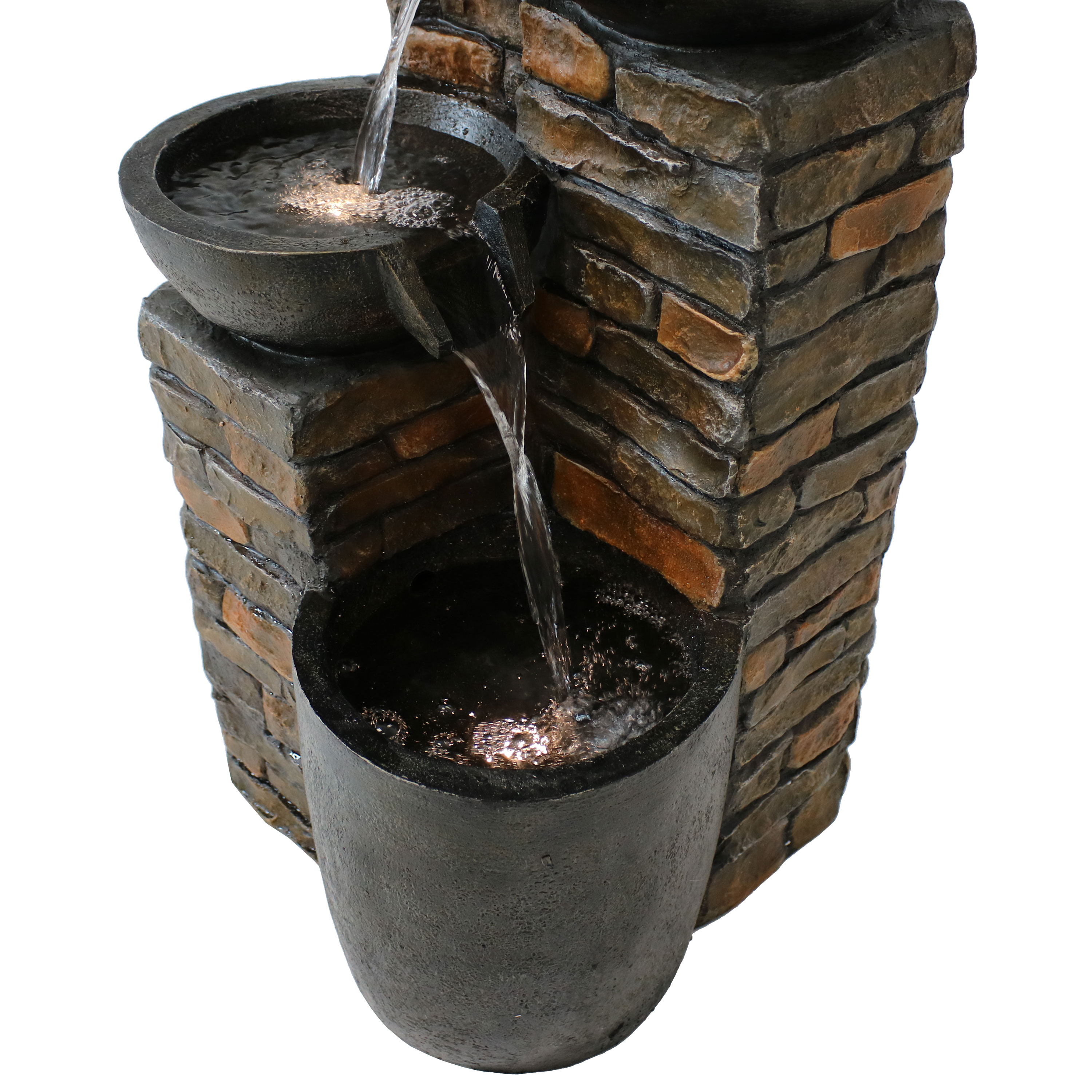 Sunnydaze Decor 34.75-in H Resin Water Tiered Outdoor Fountain Pump ...