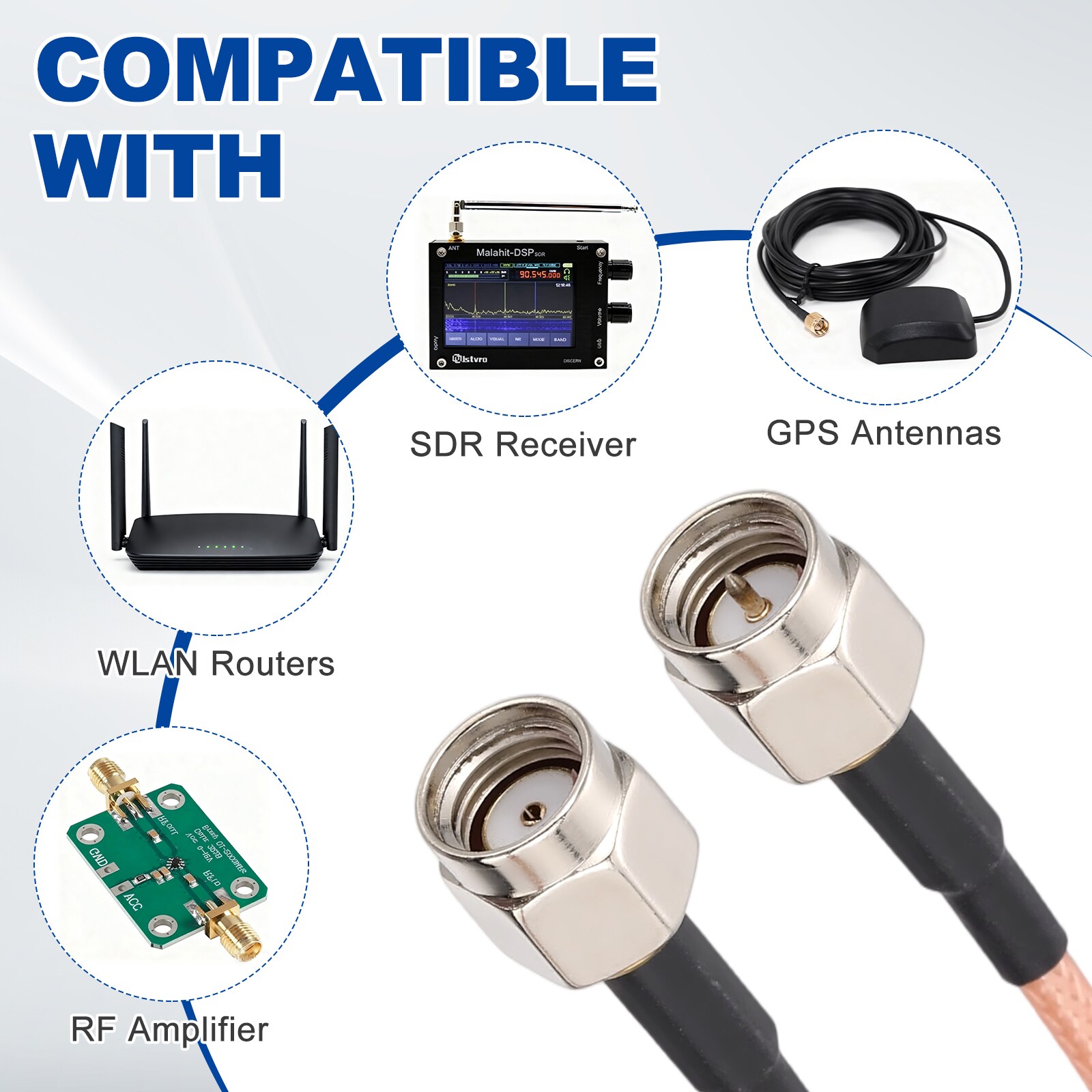 Unique Bargains SMA Antenna Extension Cable 16.4ft SMA Male Inner Hole ...