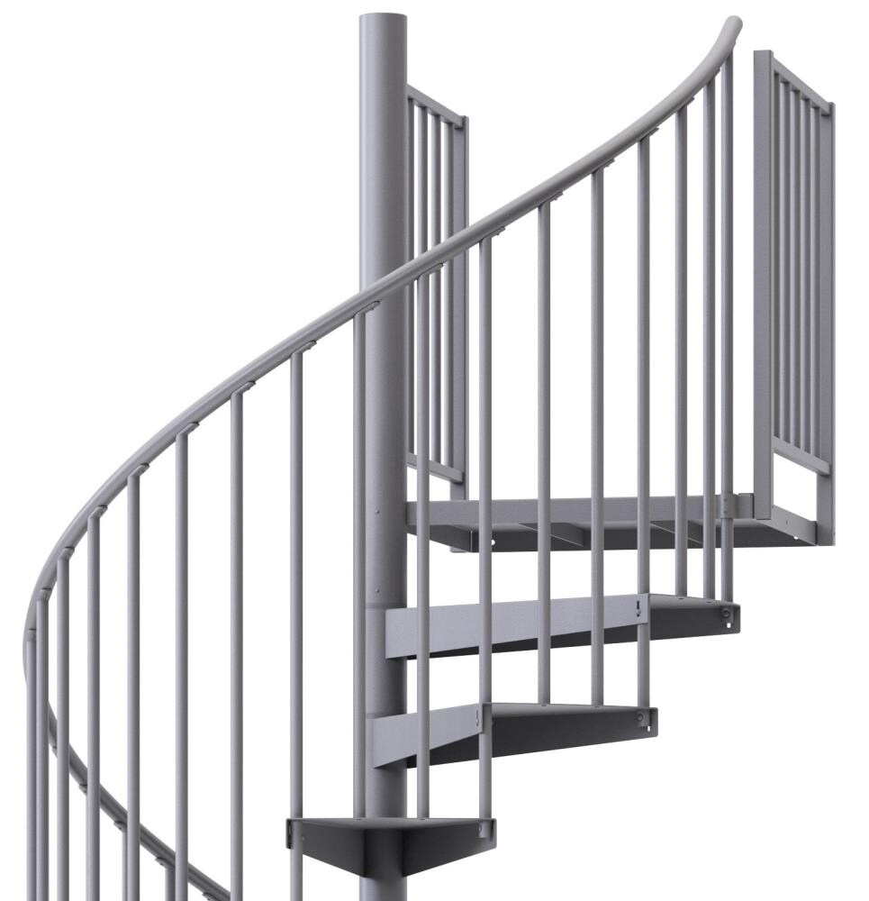 Mylen Stairs Condor 60-in x 16.5-ft 2 Platform Rails Gray Spiral Staircase  Kit