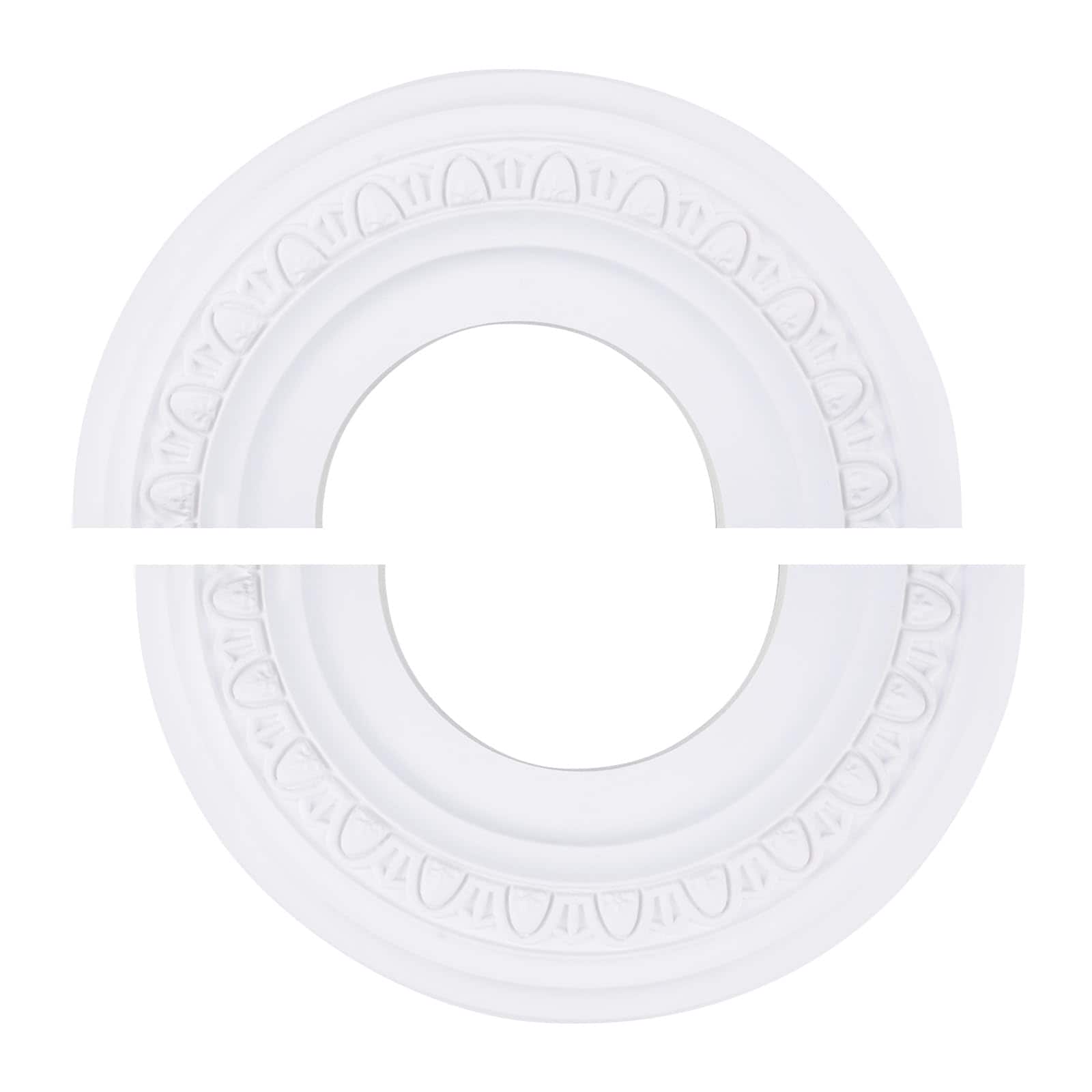 Aoibox  Split PU Ceiling Medallion for Ceiling Fans and Light Fixtures 12 in OD x 5 in ID White 1Pack Lighting