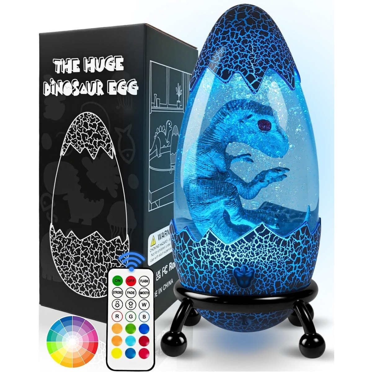 ZXQJRAQ 2 Pack Dinosaur Egg LED Night Light with 13 Color Changing and ...