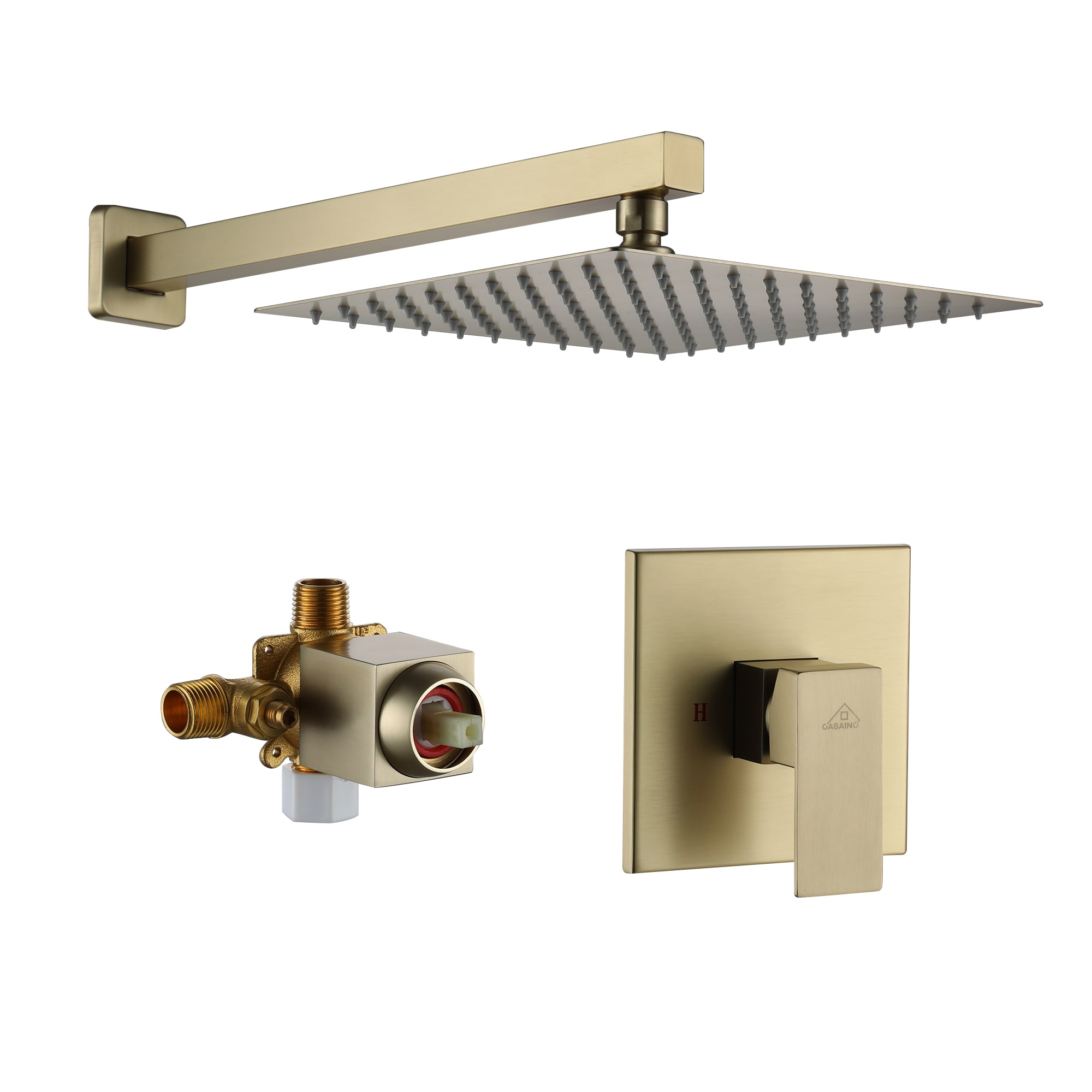 CASAINC OY-98A1001-BG Brushed Gold 10-Inches Built-In Shower Faucet System with ( Pressure-balanced Valve Included )
