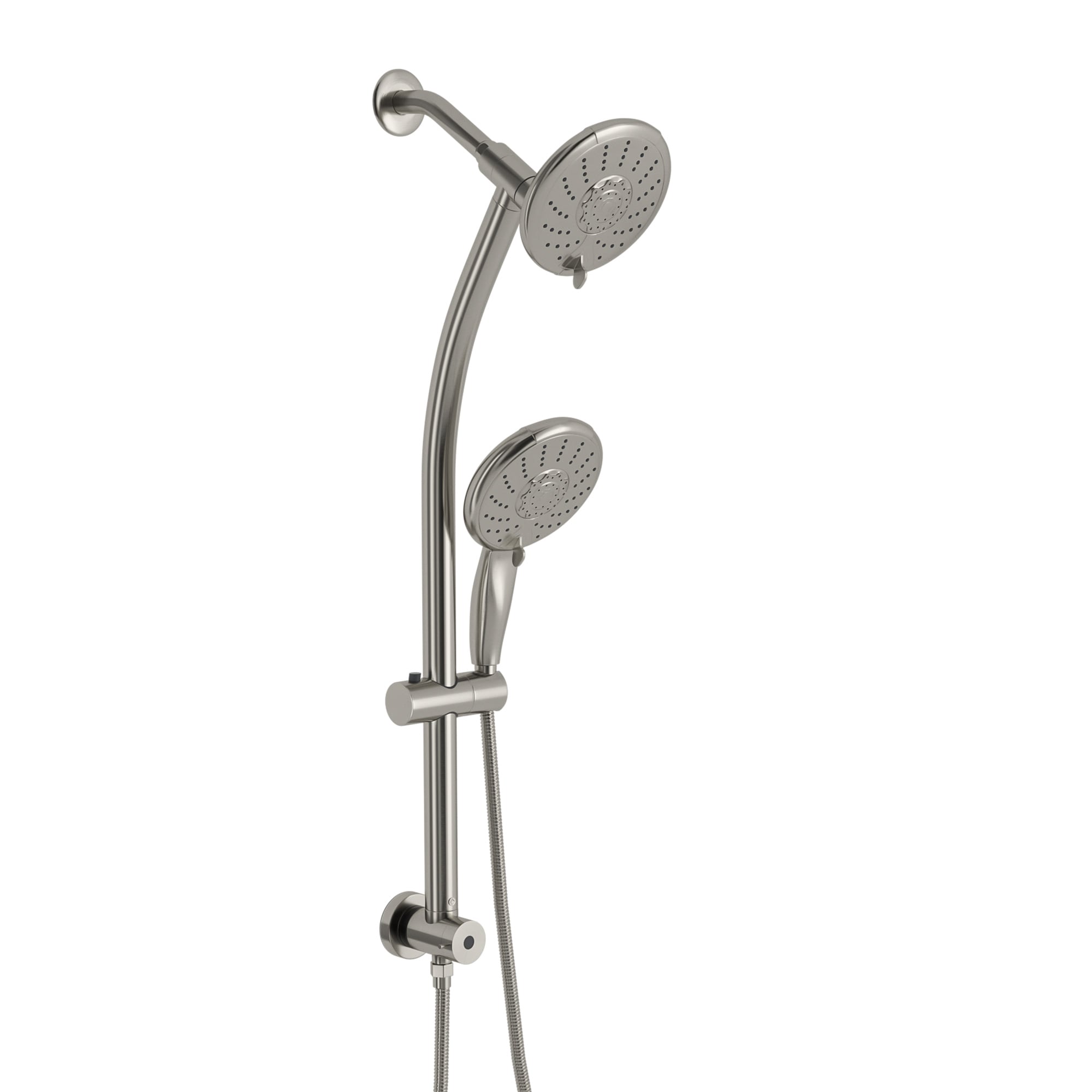 KICHAE KSLF17003-CH 5 -Spray Brushed Nickel 4.7-in Round Dual/Combo High Pressure Shower Head 1.8 GPM