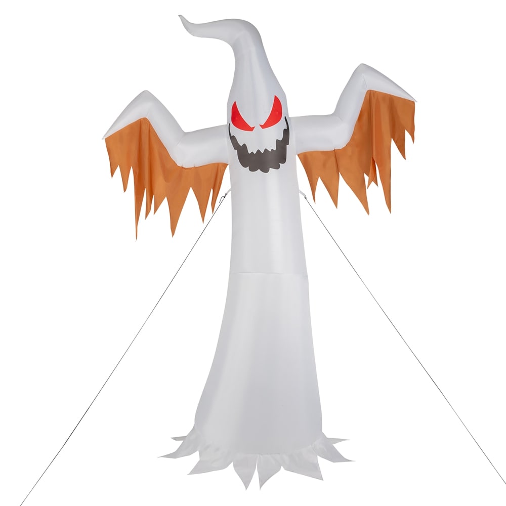 SUNOYAR - 12ft Giant Scary Ghost Flames and Flashing Red Eyes Inflatable Halloween Decoration Bui...