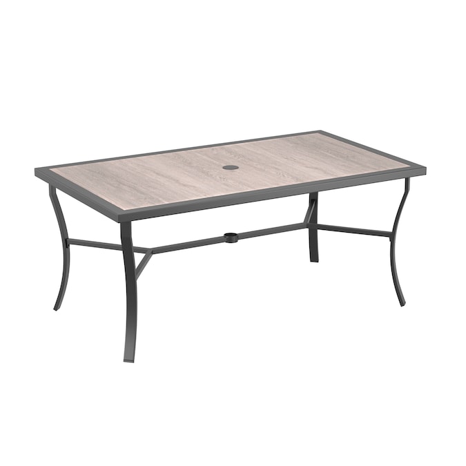 Style Selections Ham Rectangle Outdoor Dining Table 67 83 In W X 38 94 L With Umbrella Hole The Patio Tables Department At Com - Insert For Patio Table With Umbrella Hole