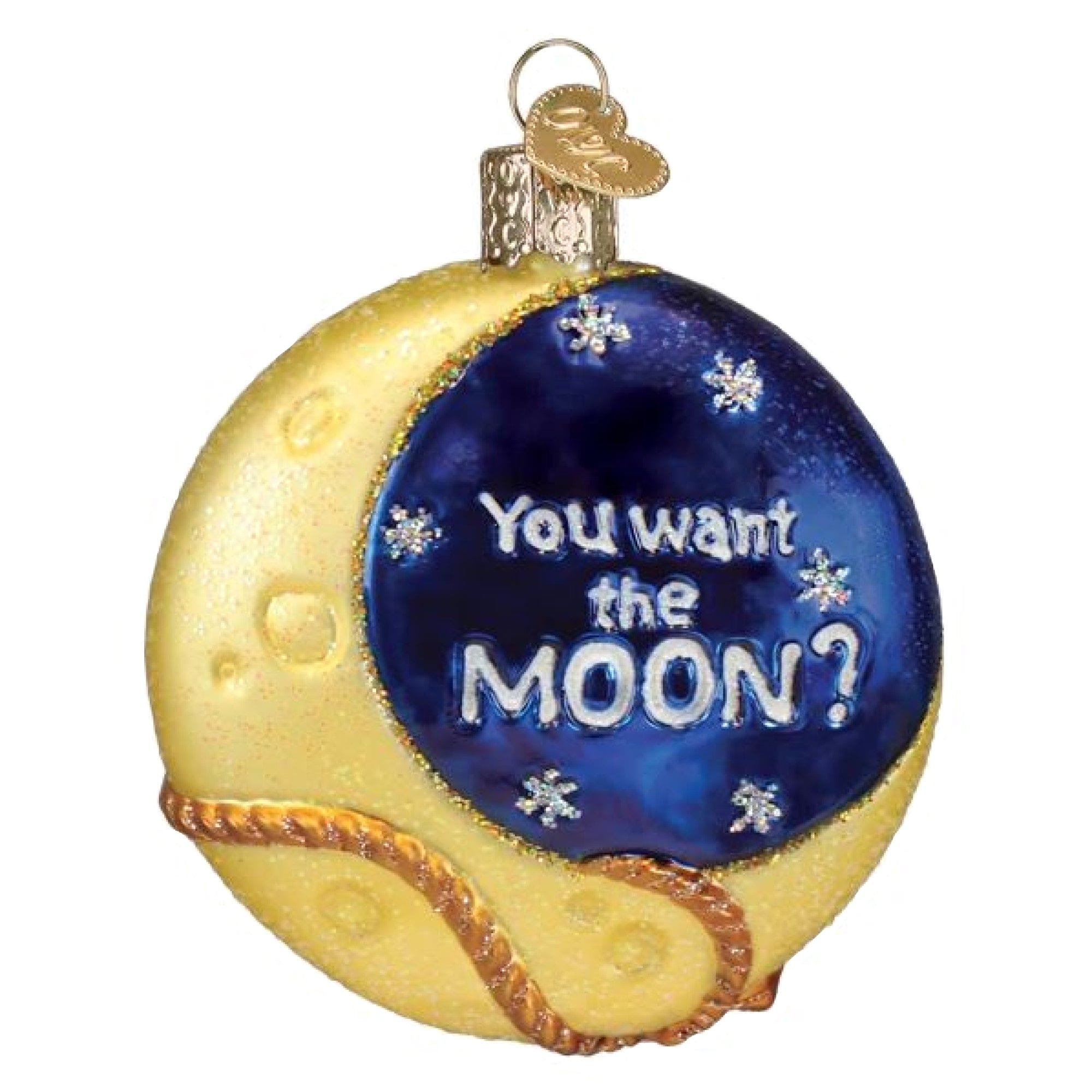 Old World Christmas 729343220516 Blown Glass Ornament for Christmas Tree - Lasso the Moon