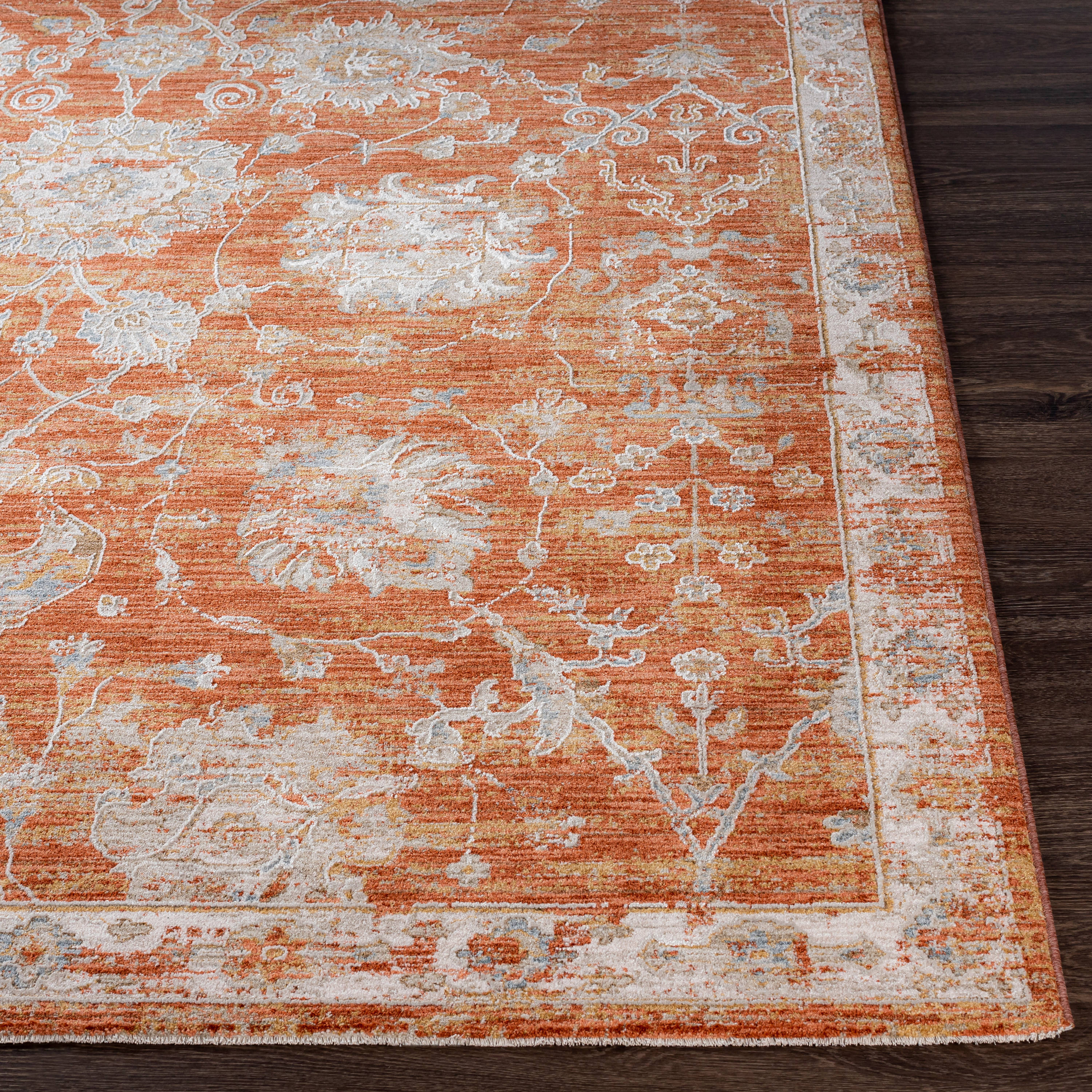 Reversible Easy-Care Cotton-Blend 5' x 7' Red Rug