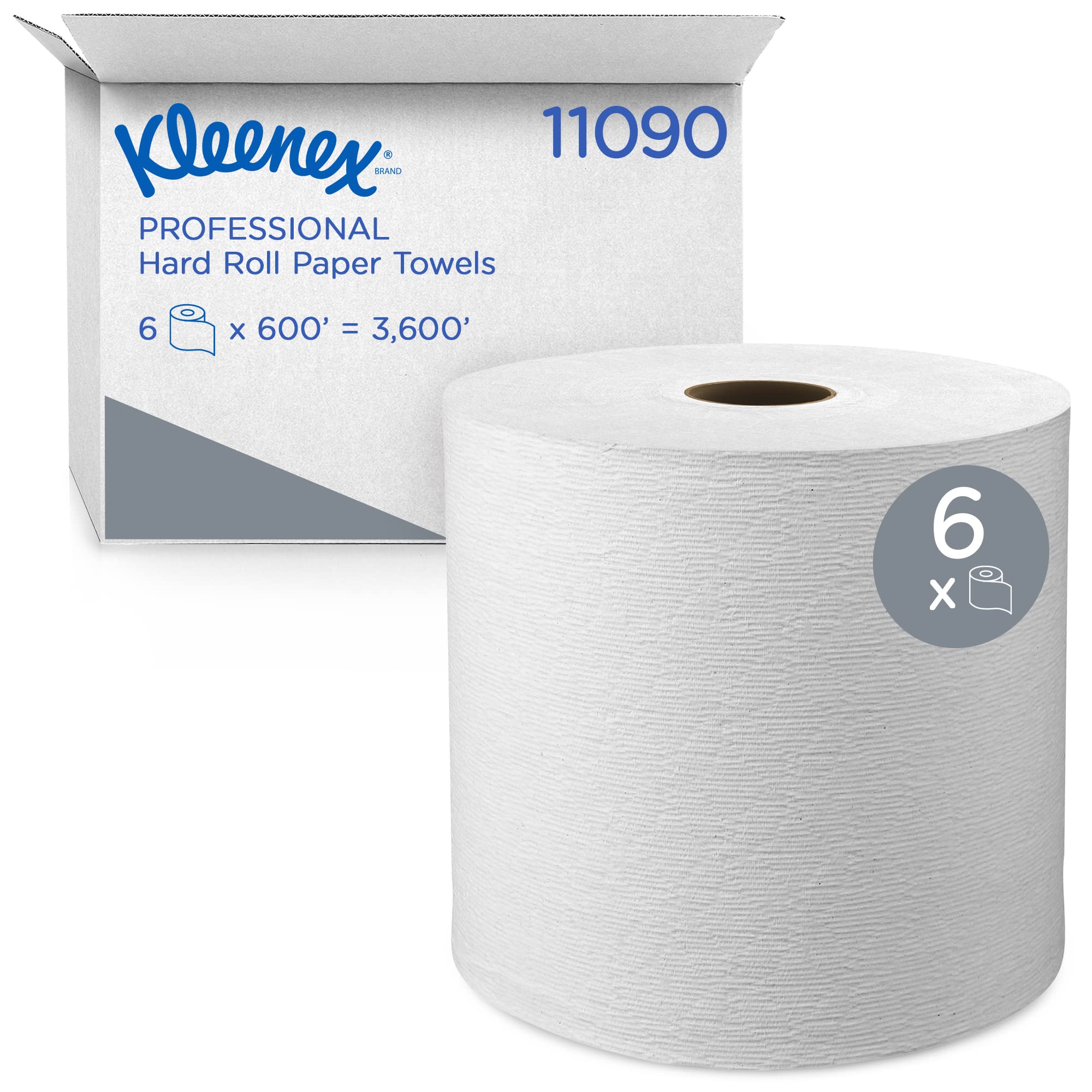 Kleenex  Professional Universal Hard Roll Paper Towels Bulk (11090) Hardwound 1.5' Core Premium Absorbency Pockets White (6 Rolls at 600' Each 3 600'/Case)