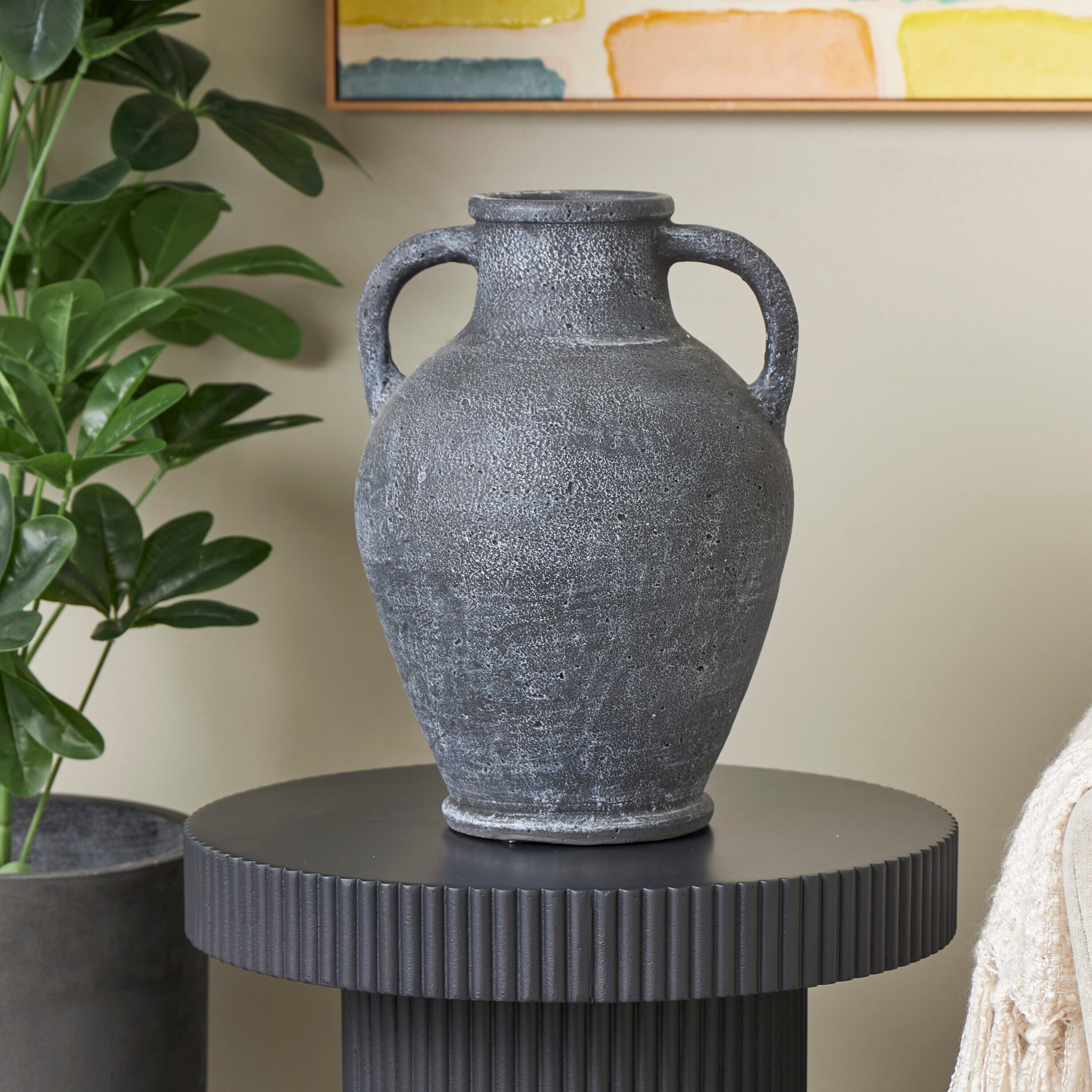 Grayson Lane 821458 Black Ceramic Farmhouse Vase