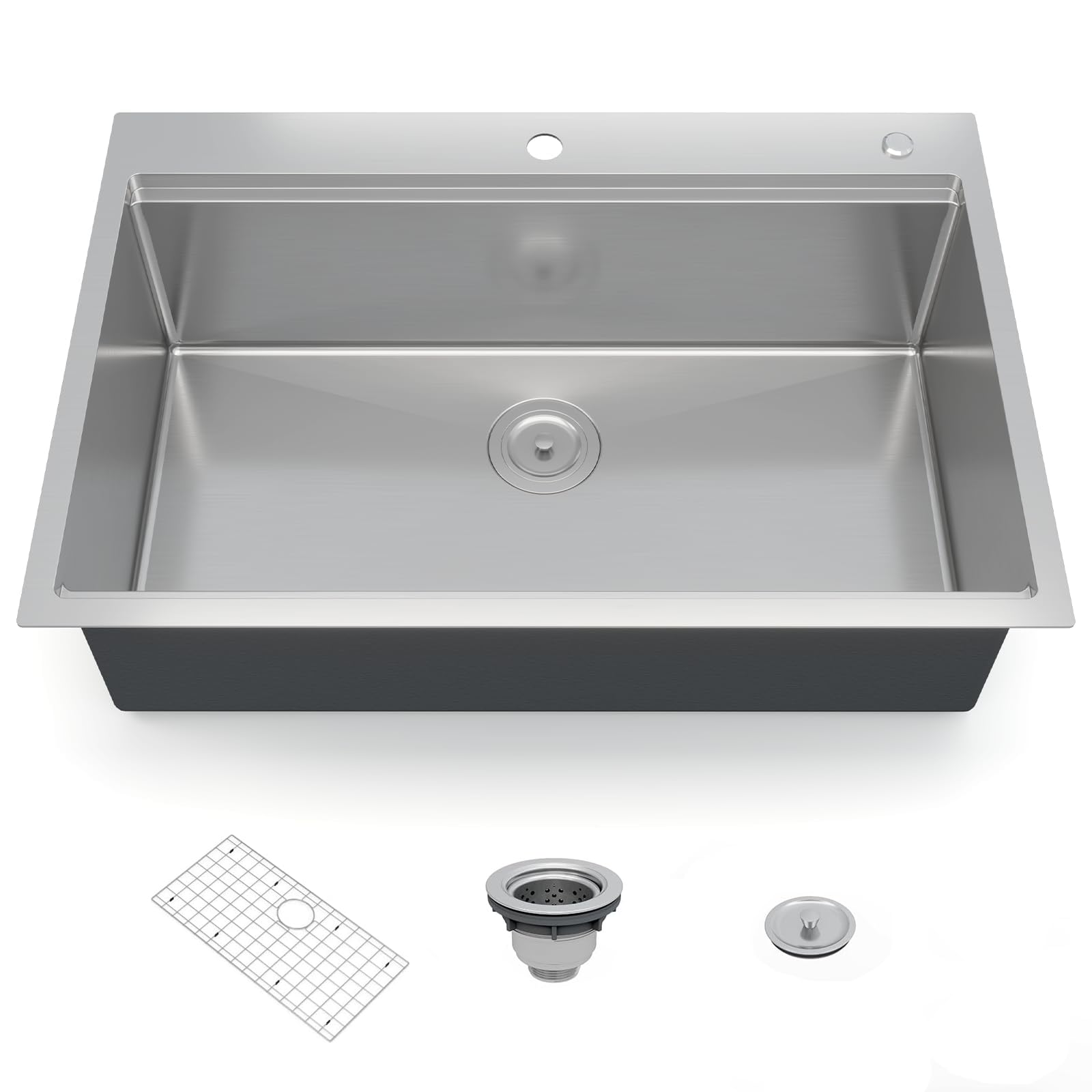 Garvee 33 Inch 16 Gauge Stainless Steel Single Bowl Kitchen Sink with Accessories