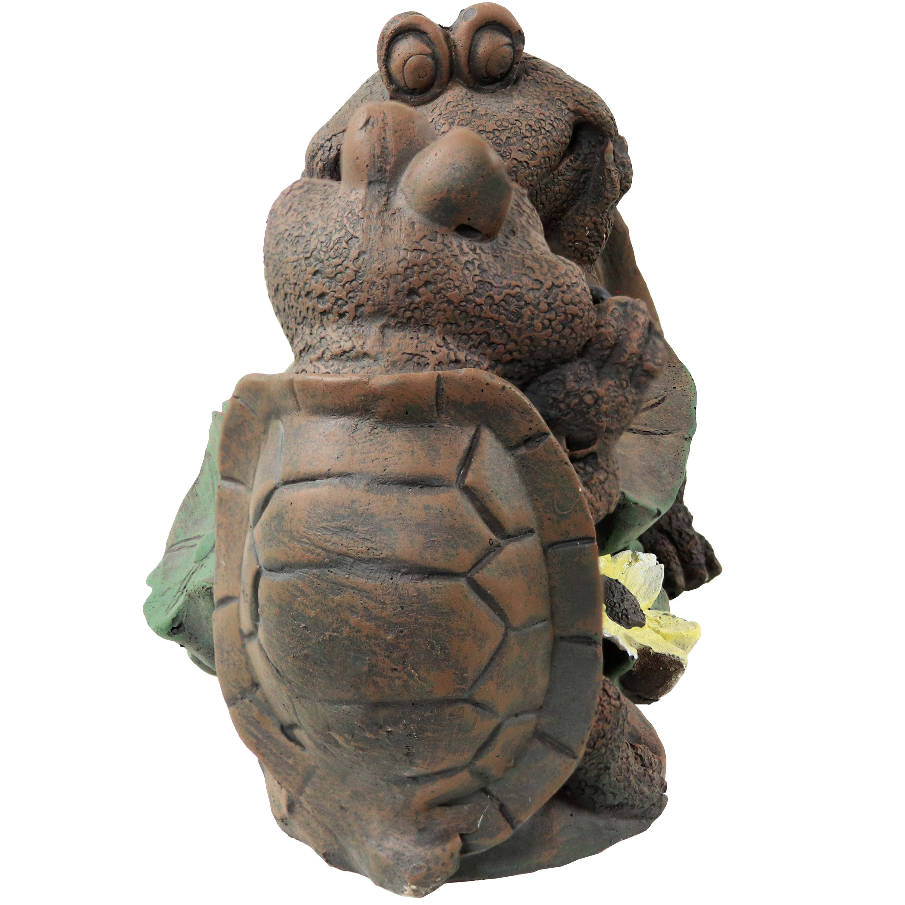 Sunnydaze 7.5-Inch Brown Concrete Turtle Tic Tac Toe Garden Statue