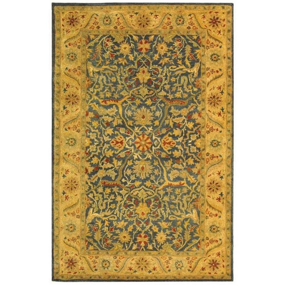 Safavieh AT14E-6 Antiquity Bibika 6 x 9 (ft) Tufted Wool Blue Rectangular Indoor Floral/Botanical Vintage Area rug