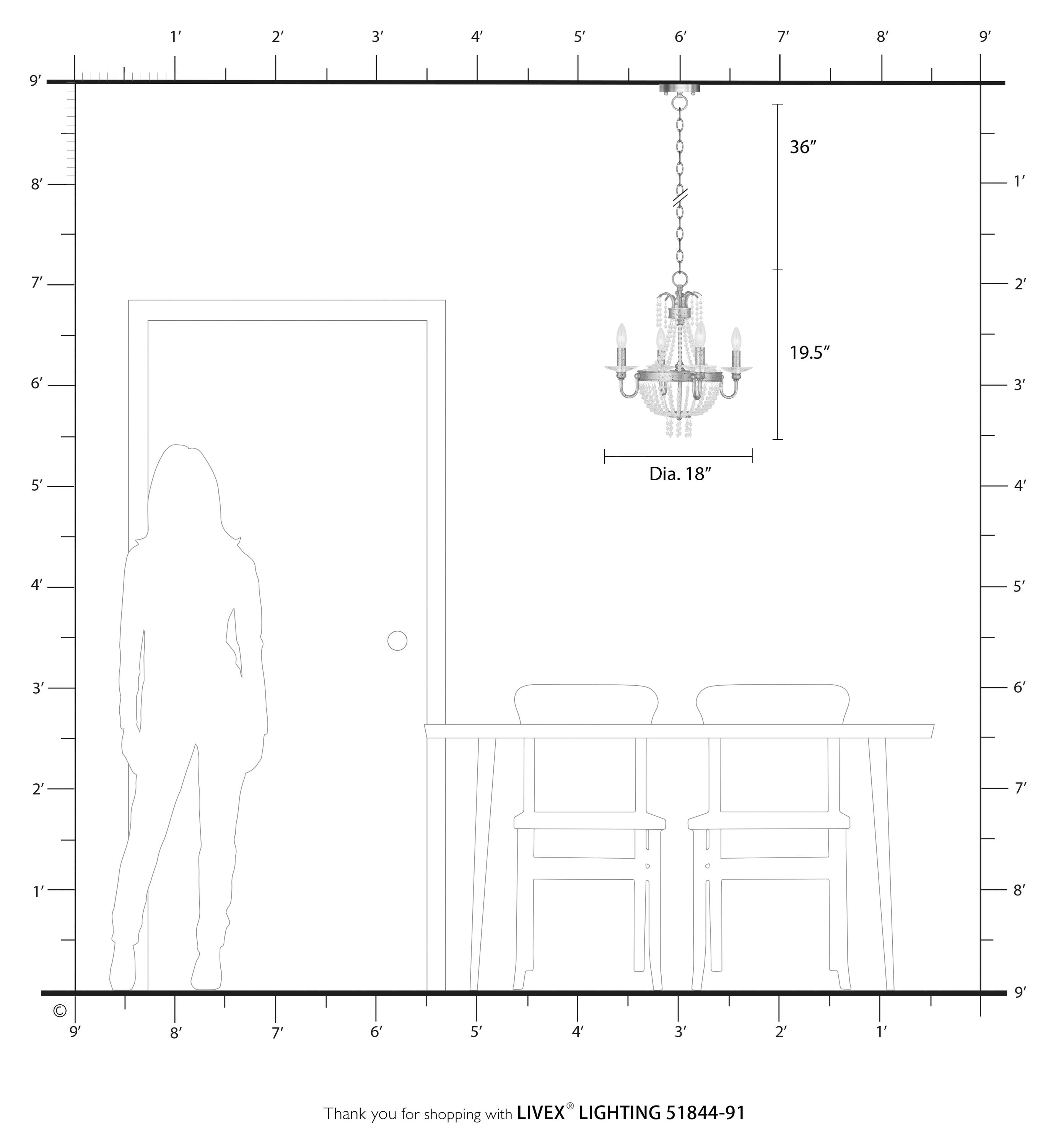 Brushed Nickel Mini Crystal 4-Light Candle Chandelier