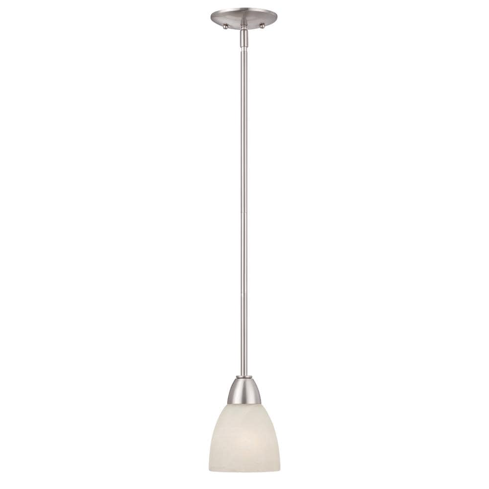 Brushed Nickel Mini Pendant Light with Alabaster Glass Shade