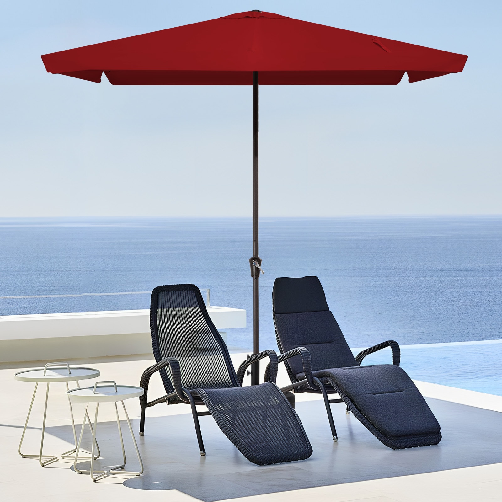 VOUA 8CBZZS-RD 8-ft Iron Red Push-button Tilt Market Patio Umbrella