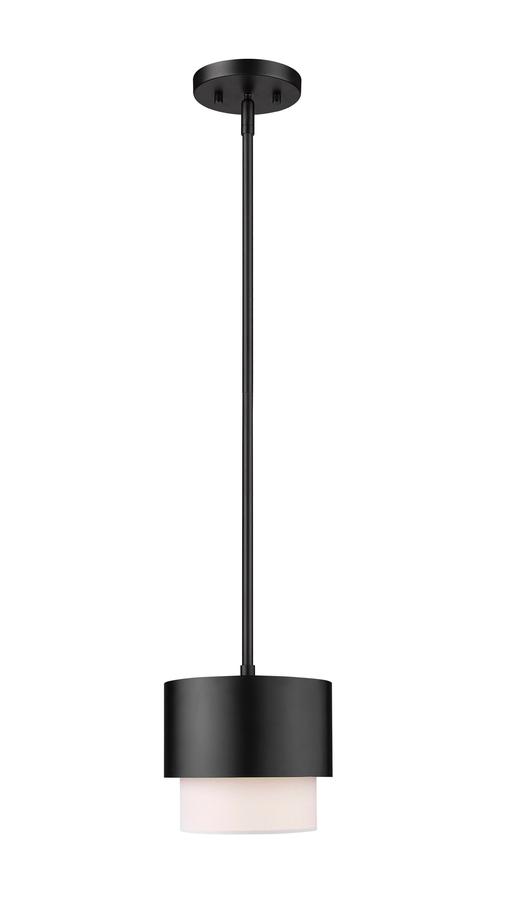 Matte Black and White Fabric Shade Pendant Light
