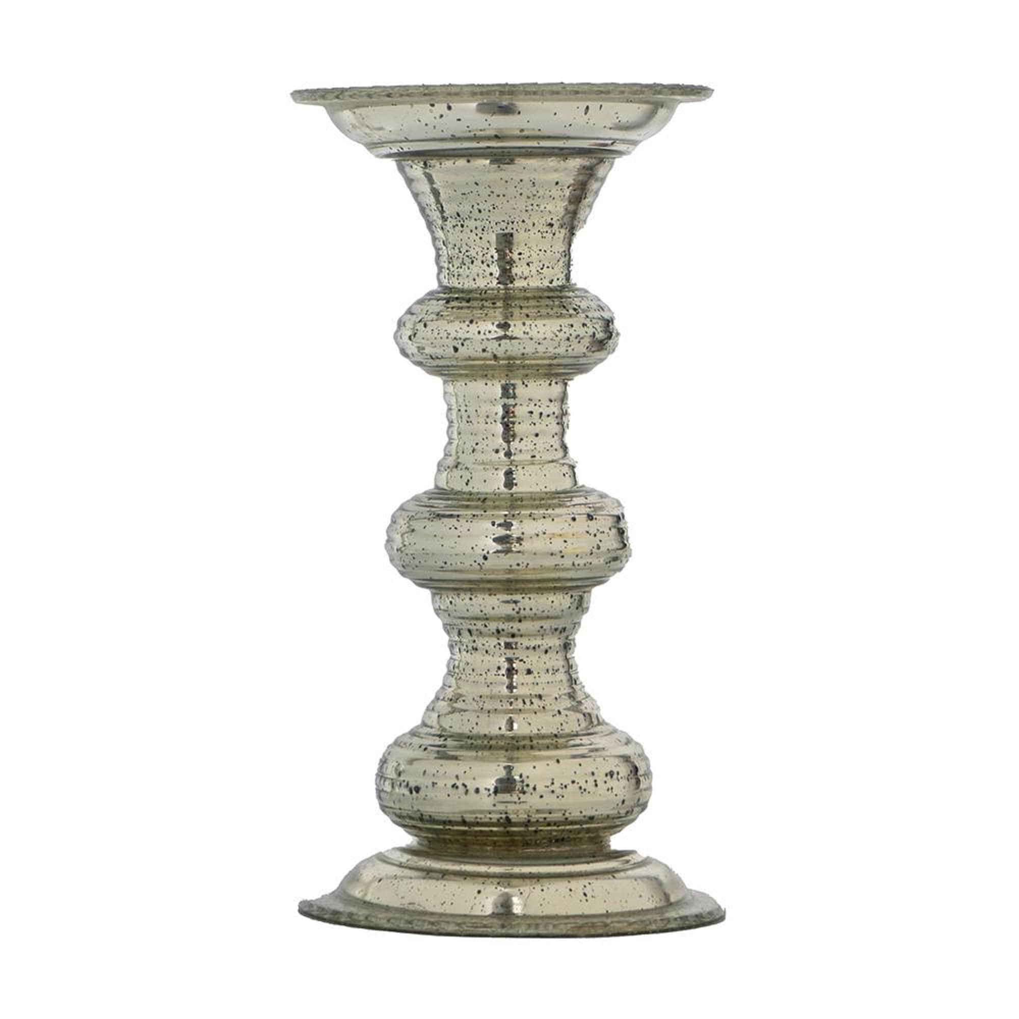 Aandb Home A And B Home 118 In H Silver Glass Pillar Candle Holder Home Accent Decor In The 3299