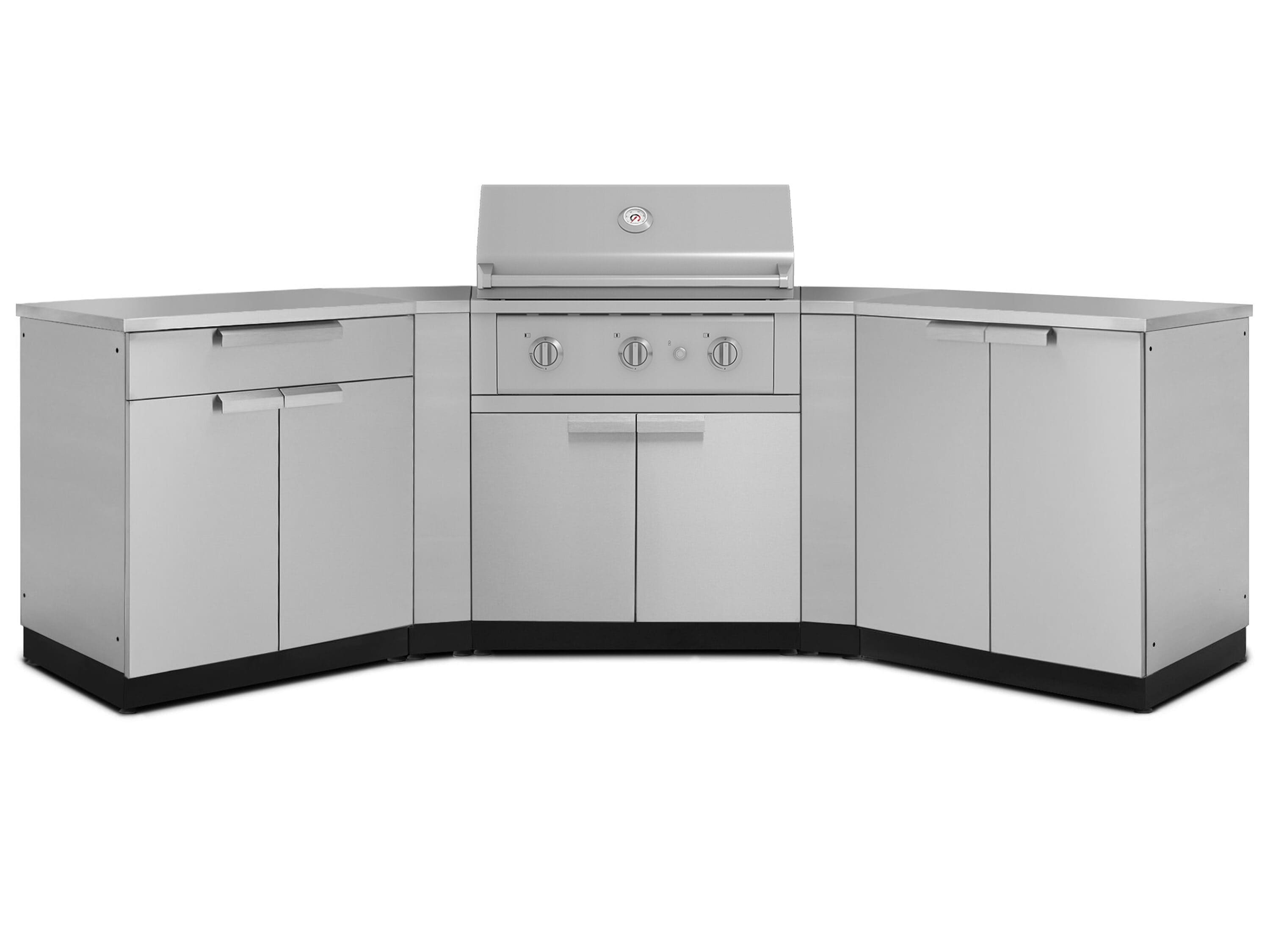 NewAge Products 71024 Classic Stainless Steel Cabinets Performance Grill 7 -Piece 122.95-in W x 24-in D x 48.5-in H Modular Outdoor Kitchen Set 3 Burners