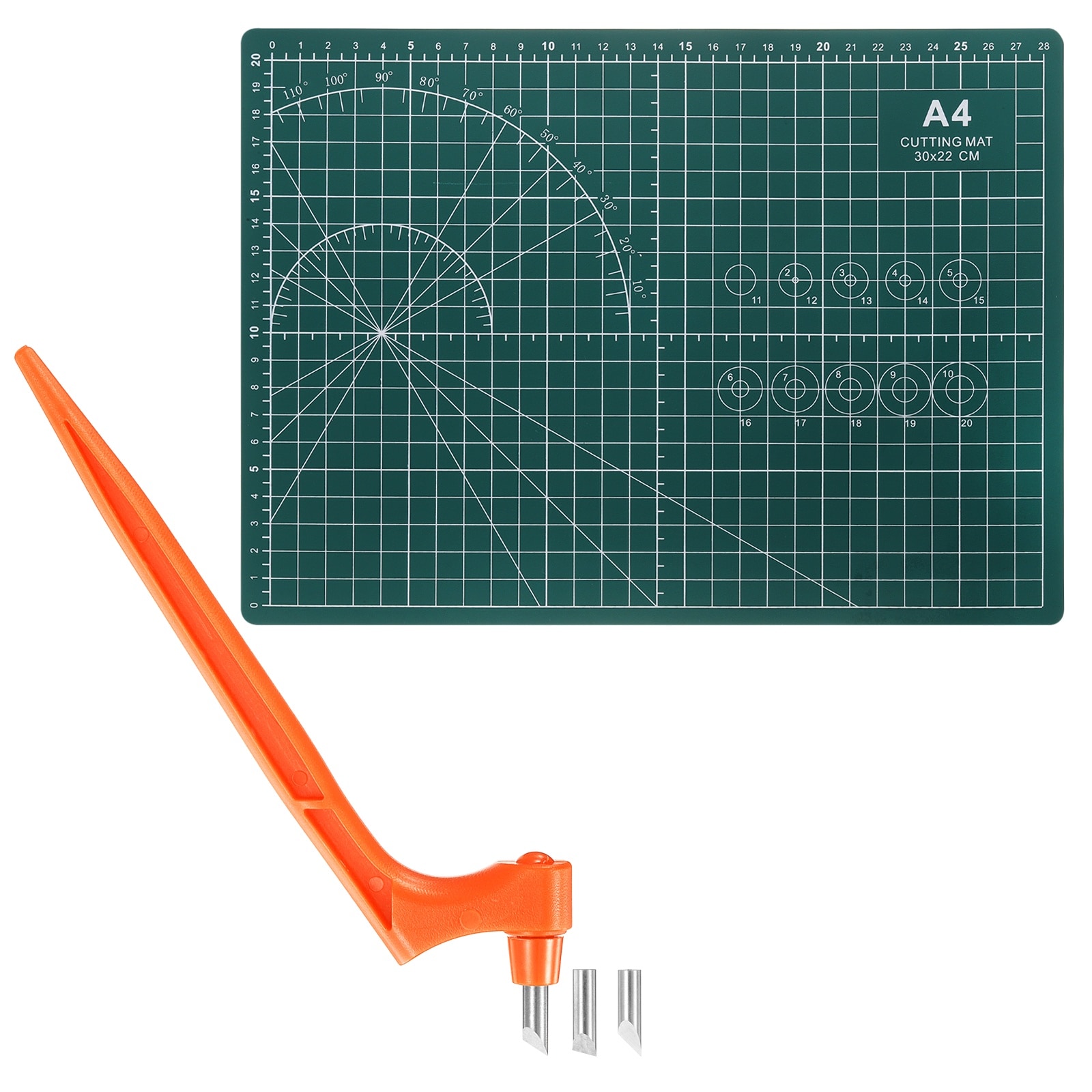 Harfington Craft Cutting Tools 15/30/45 Degree Blades 360 Degree Rotating Blade Stainless Steel Cutter Pen Knife with Mat for DIY Crafts Stencils Scrapbooks Orange