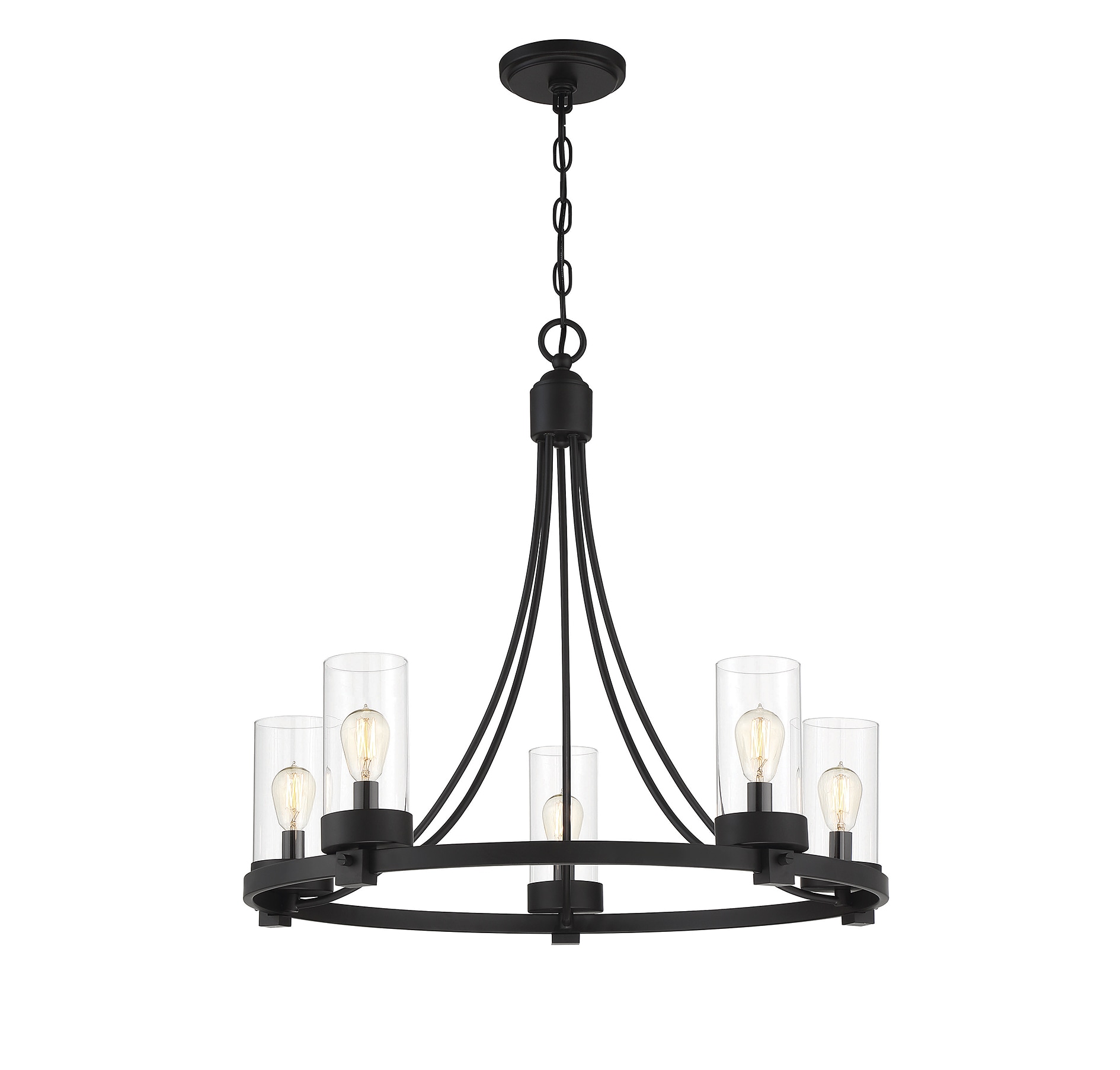 Meridian Lite Trends M10018MBK Meridian 5 -Light Matte Black Modern/contemporary For Use in Bedrooms, Dining Rooms, Foyers, Kitchens, Living Rooms Chandelier