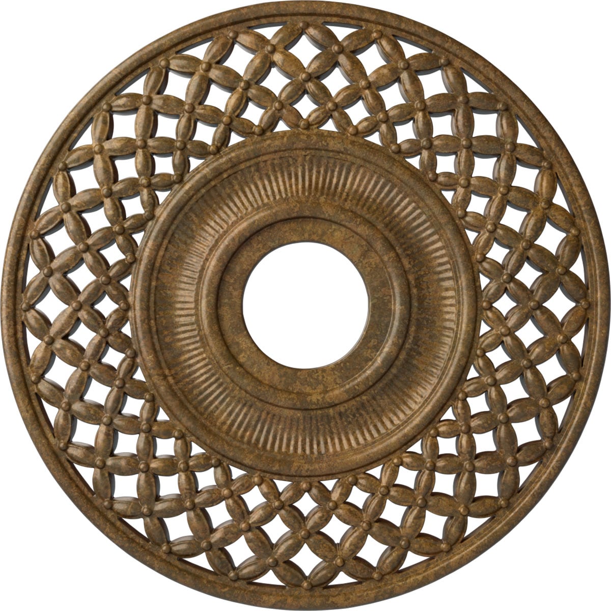 Ekena Millwork CM22RBRZS Robin 22.25-in W x 22.25-in L Painted Rubbed Bronze Polyurethane Whole Ceiling Medallion