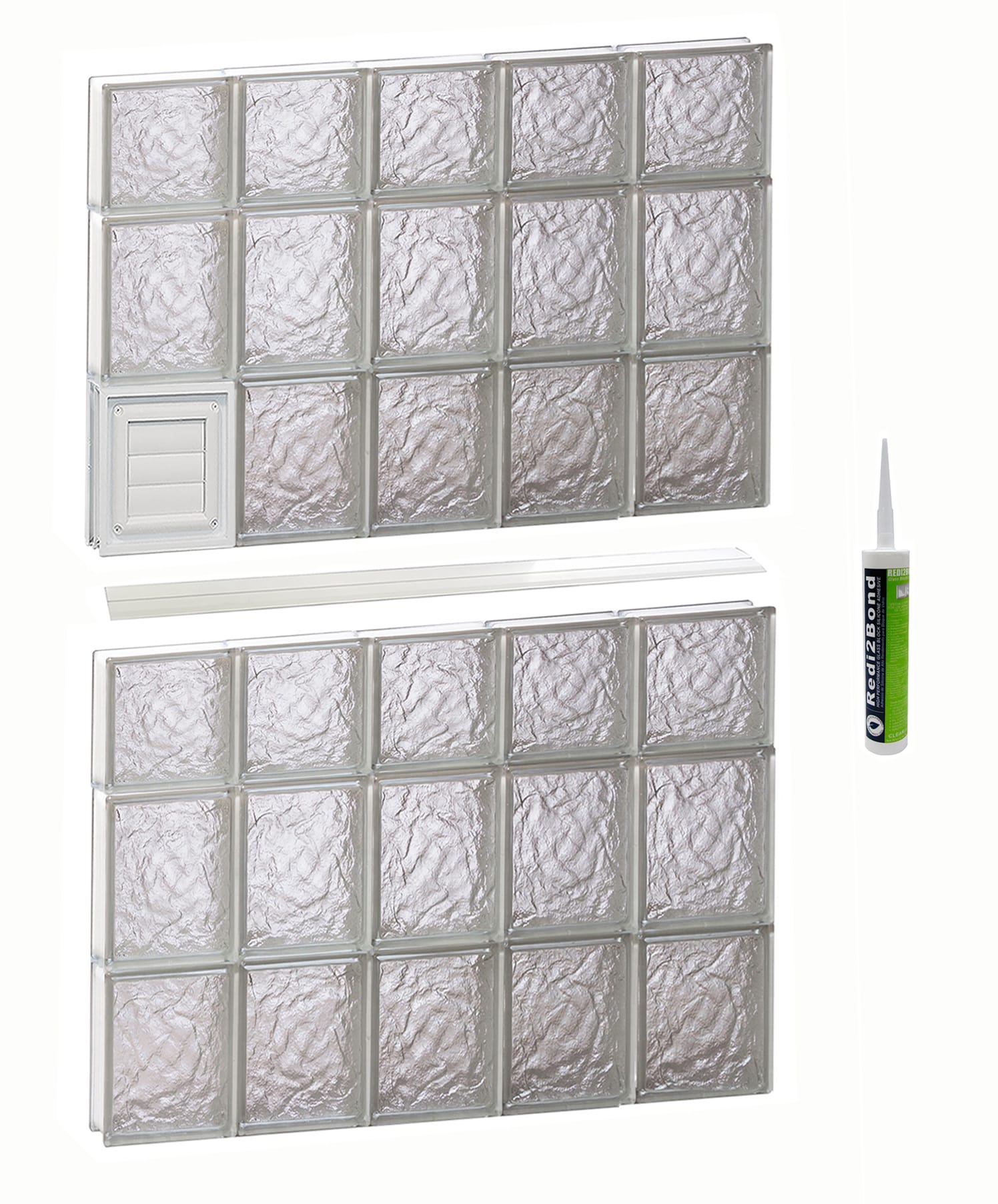 REDI2SET D3044IS Ice Glass 28-3/4-in x 42-1/2-in Frameless Replacement Dryer vent Glass Block Window