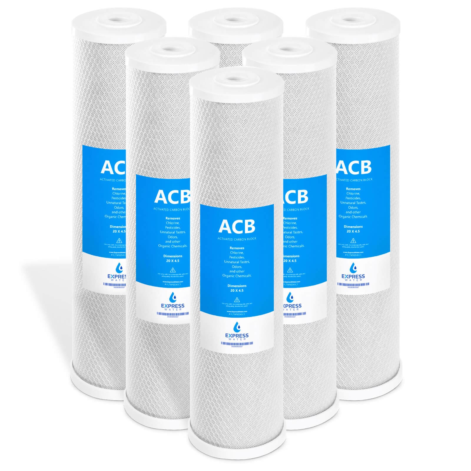 Express Water 6-Pack 4.5" x 20" Activated Carbon Block Whole House Filters