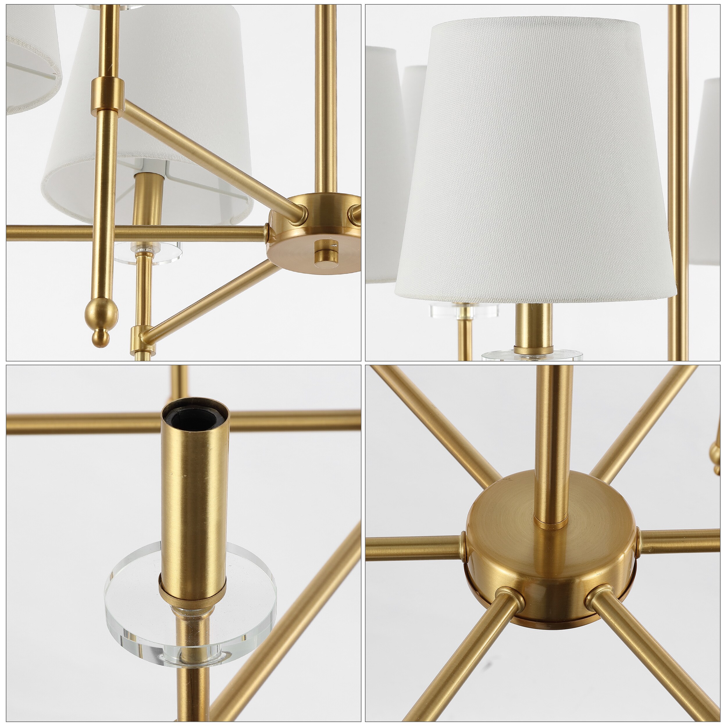 JONATHAN Y Cillian Farmhouse Transitional 6-Light Brass Gold/Clear