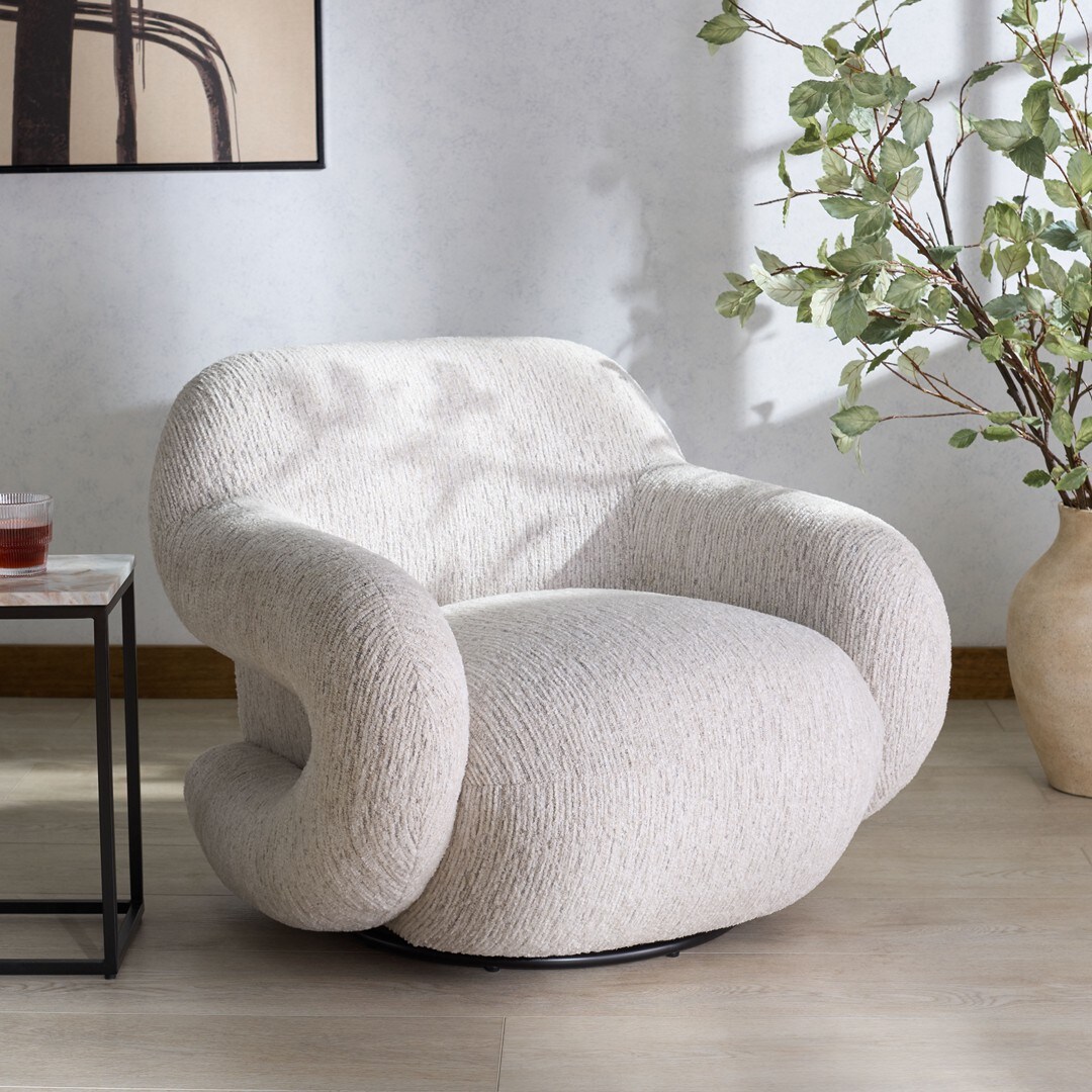 Safavieh SFV4879A Kaylana Chenille Swivel Accent Chair/Light Gray