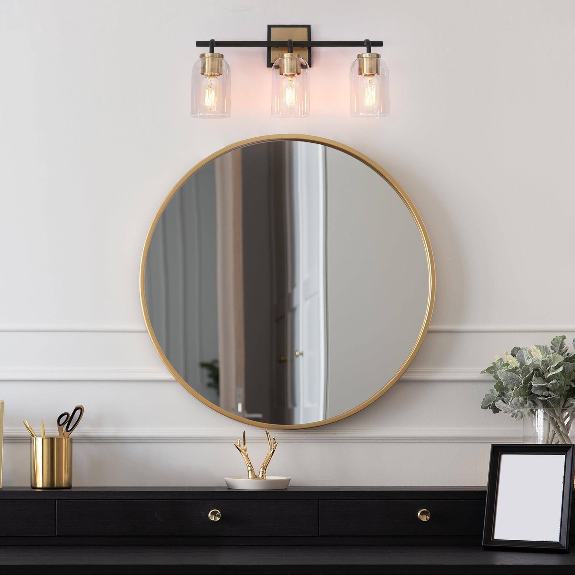 ZEVNI Aurel 19.5-in 3-Light Satin Black LED Modern/Contemporary Vanity ...