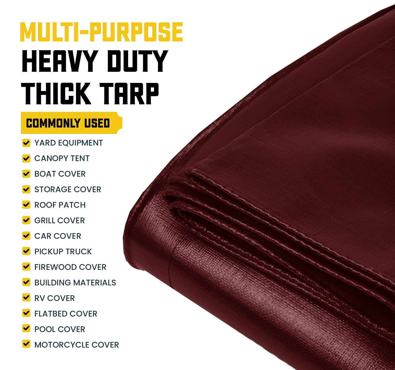 Core Tarps 10-ft x 10-ft Maroon Waterproof Commercial Polyethylene 20 ...