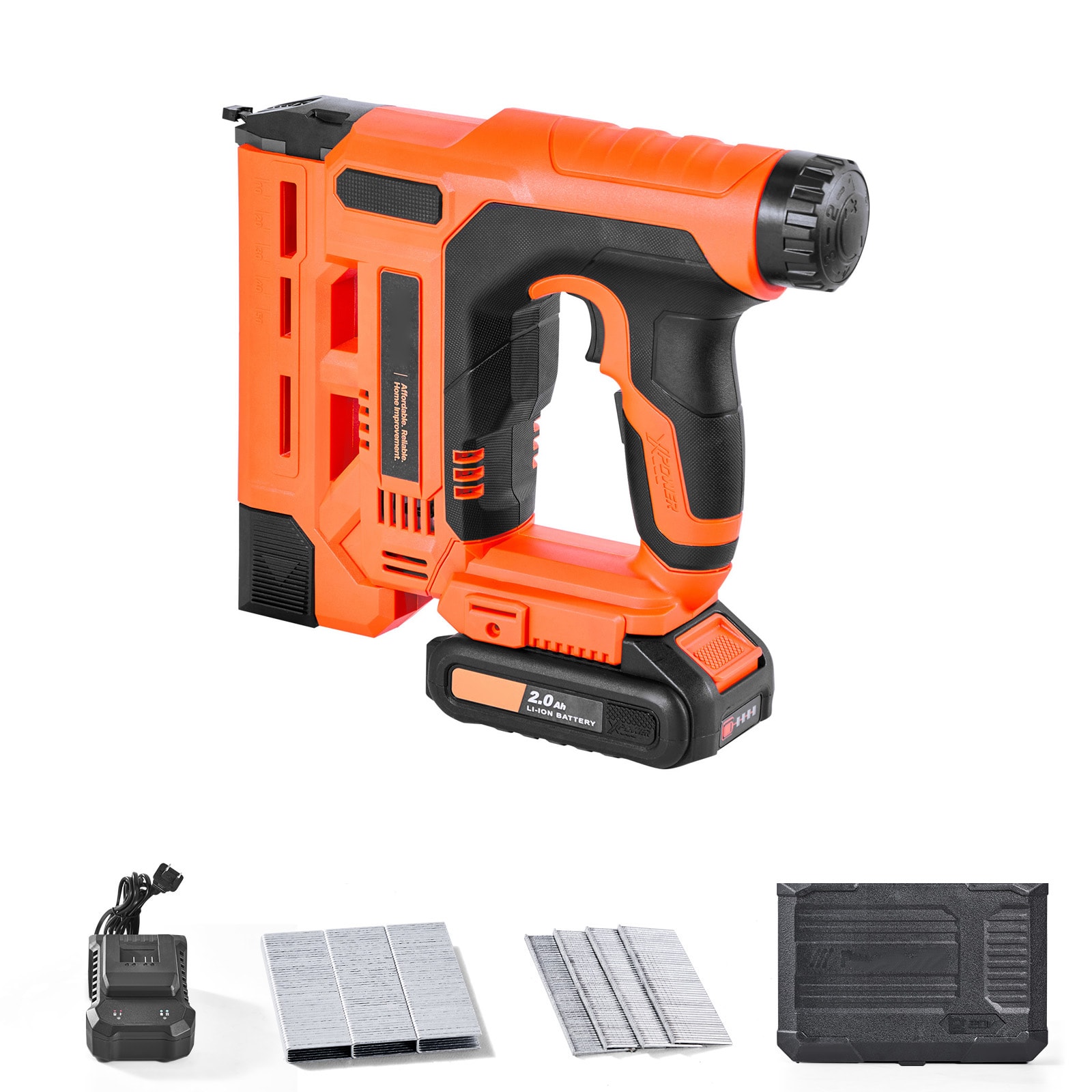GIVIMO Cordless Brad Nailer 2-in-1 Nail Gun and Staple Gun 18-Gauge with 20V Battery Charger 500 Nails and 500 Staples Non-Slip Grip for Woodworking and Home Projects